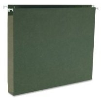 Business Source 1/5 Tab Cut Letter Recycled Hanging Folder - 8 1/2" x 11" - 1" Expansion - Standard Green - 10% Recycled - 25 / Box