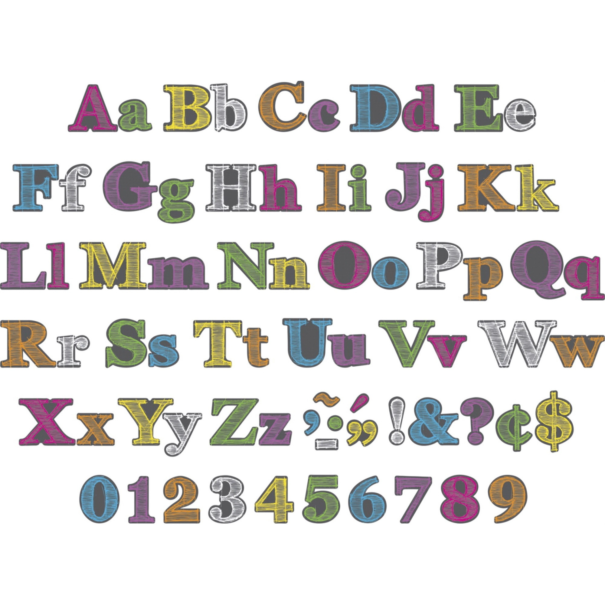Barker Creek Rainbow Chalkboard Letter Pop-Outs, 2 Designs, 4 Inches, Set of 468