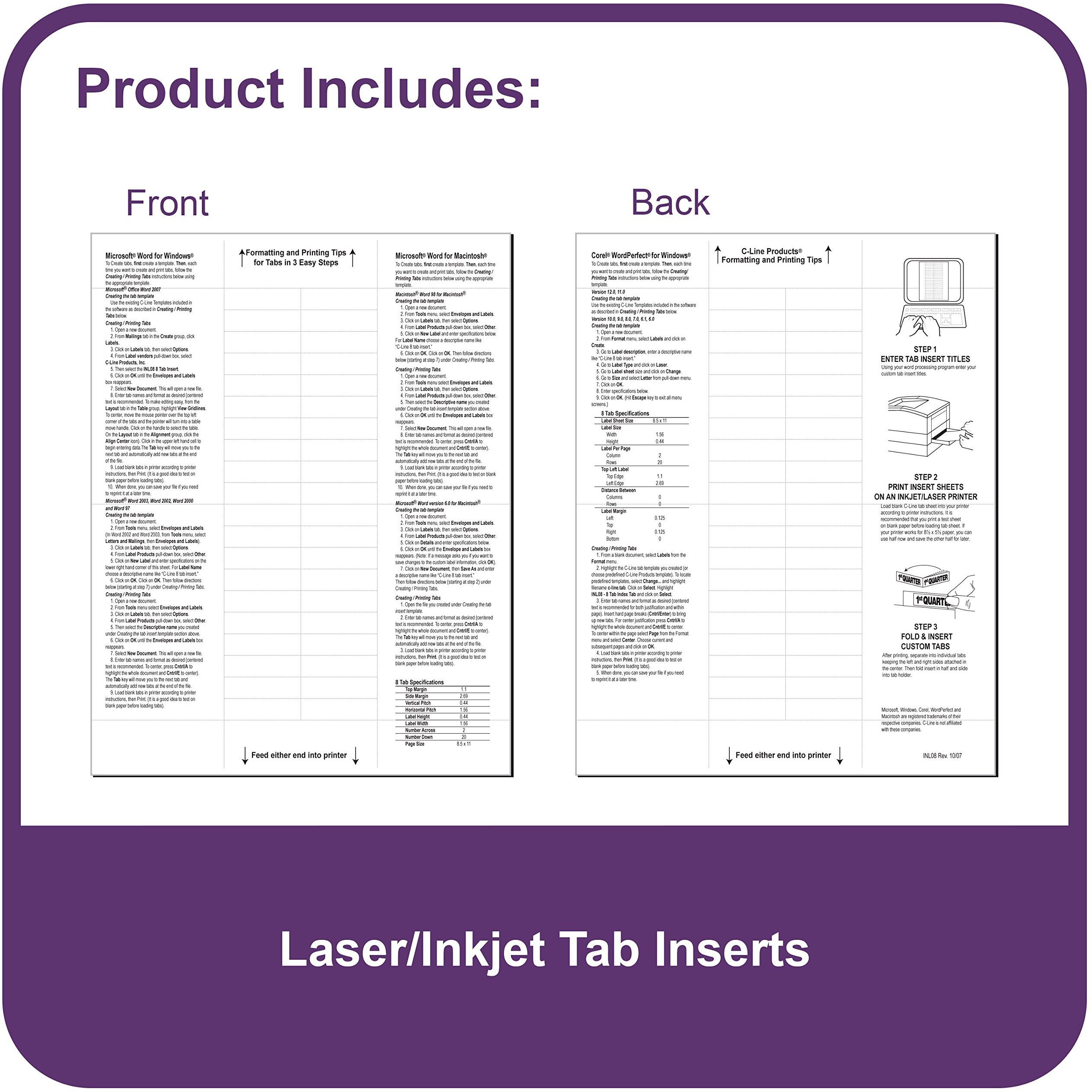 Polypropylene Sheet Protector with Index Tabs, Clear Tabs, 11 x 8 1/2, 8/ST (Set of 10 ST)