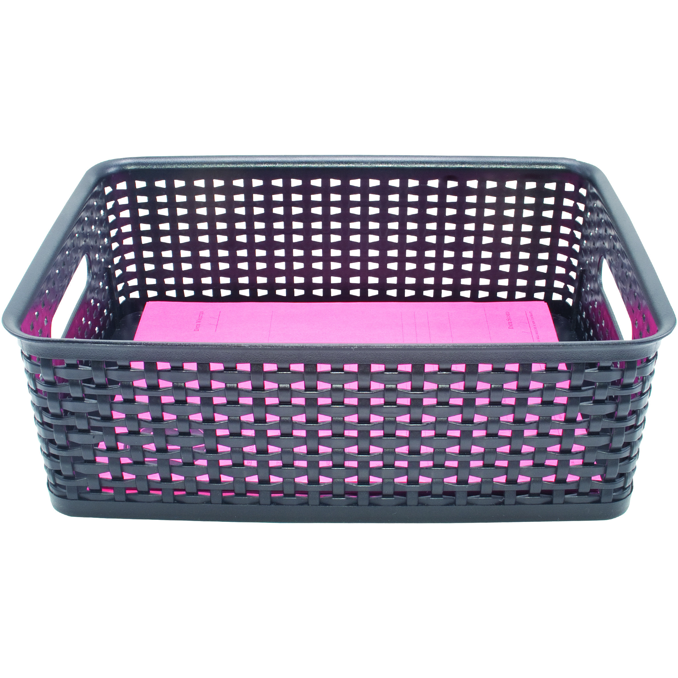 Plastic Weave Bin, Medium, Black (2-Pack)