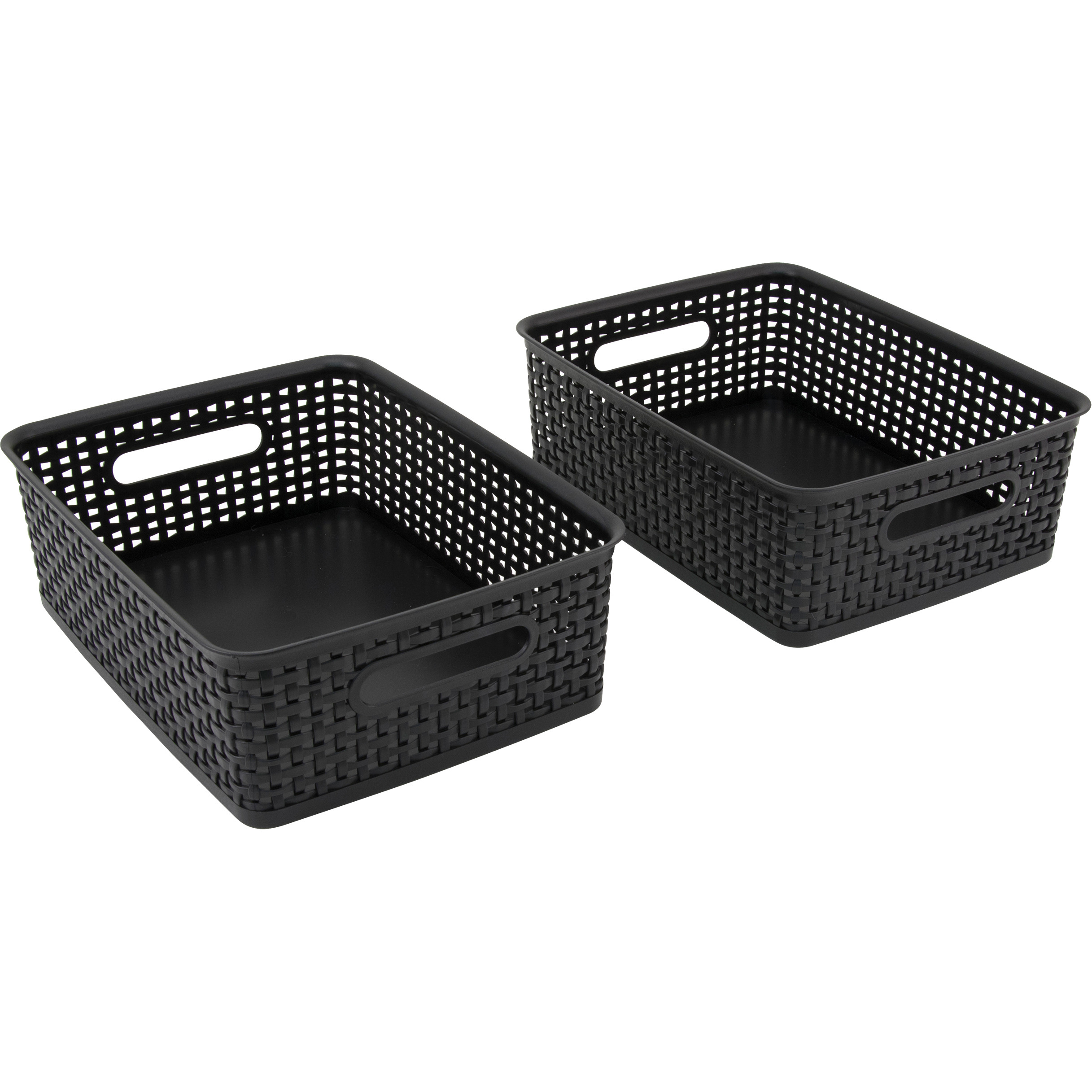 Plastic Weave Bin, Medium, Black (2-Pack)