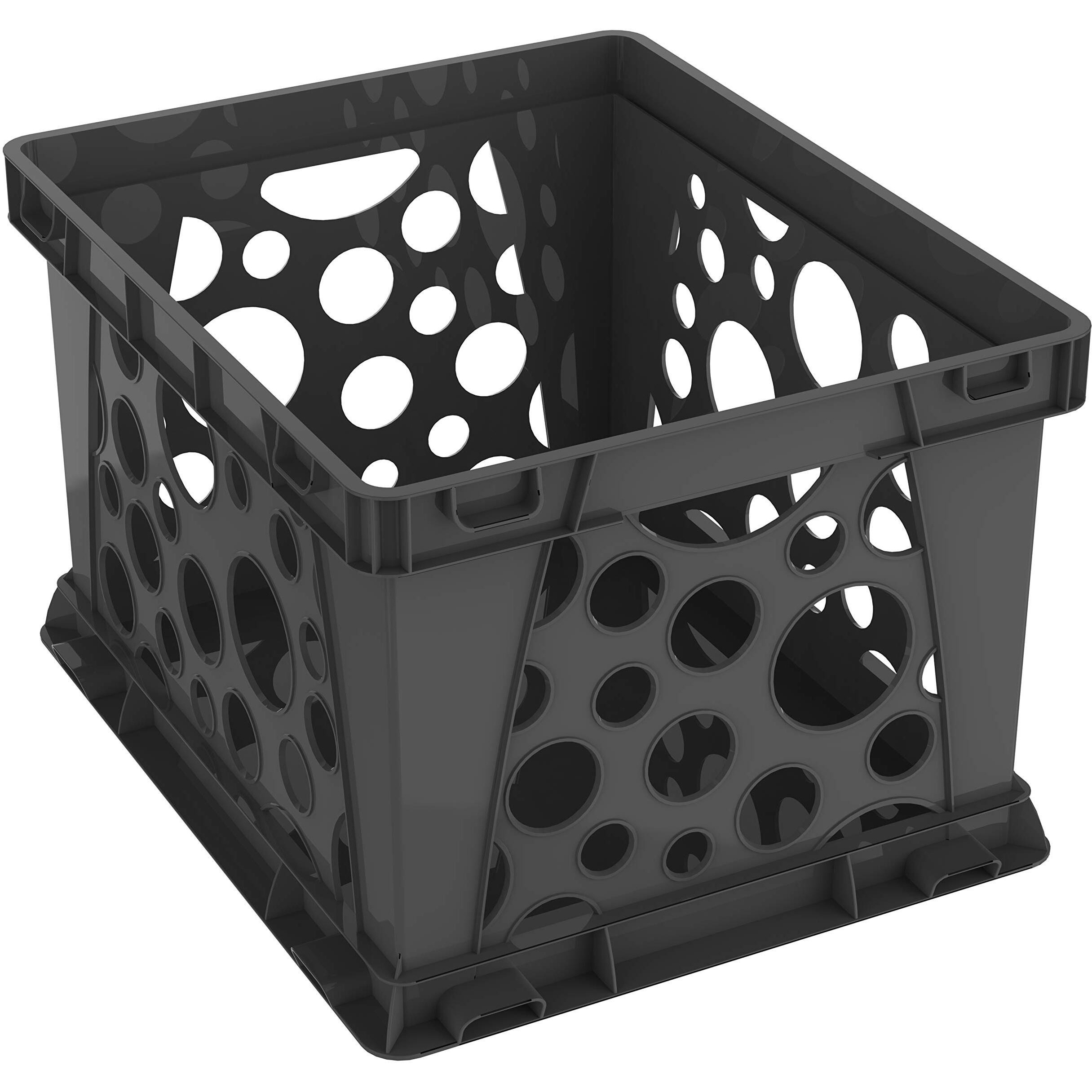 Storex Large Storage and Transport File Crate, Black (Case of 3)