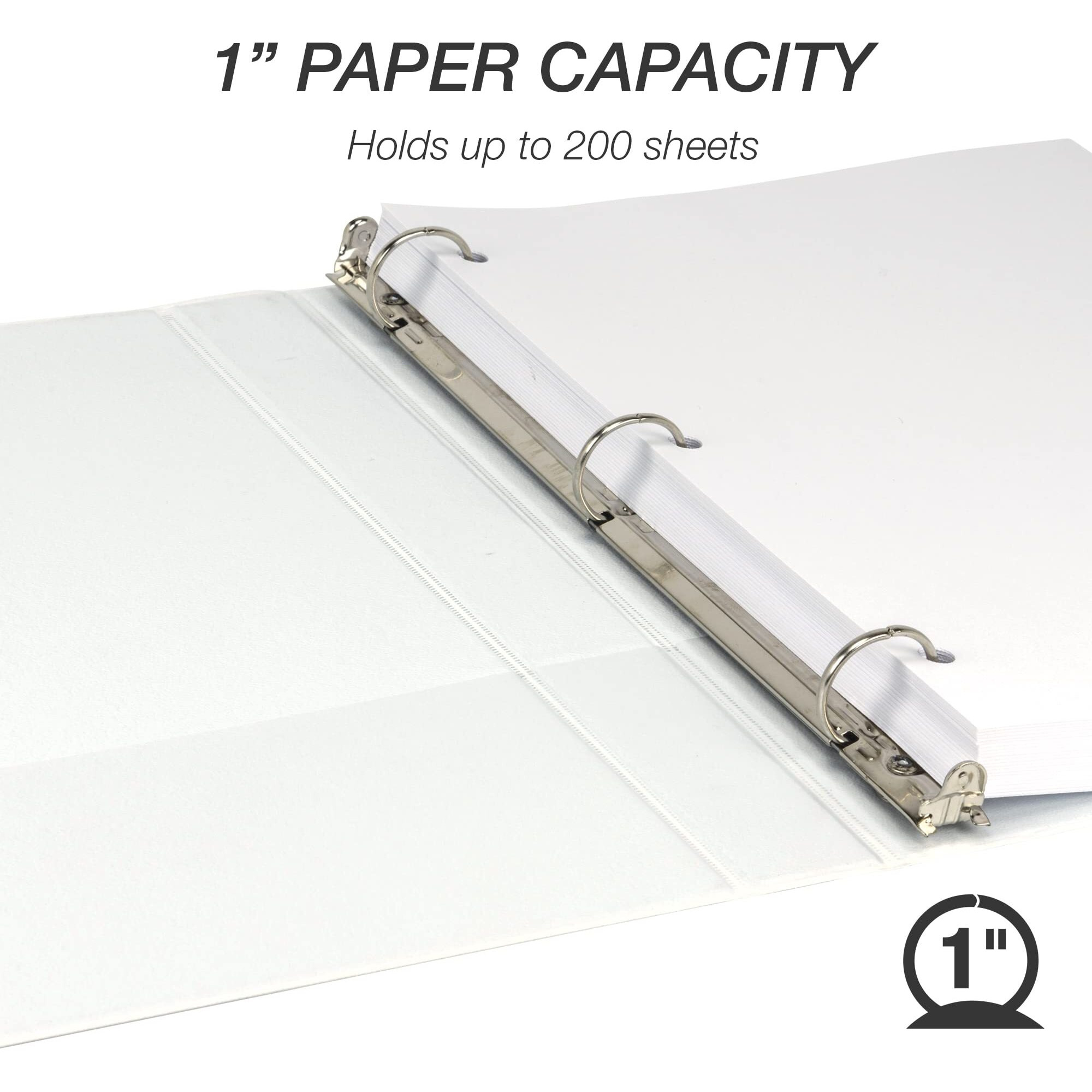 Samsill Economy View Binder - 1" Binder Capacity - 200 Sheet Capacity - 3 x Round Ring Fastener(s) - Polypropylene, Chipboard, Plastic - White - 4.02 lb - Recycled - Customizable Spine/Cover, Clear Ov