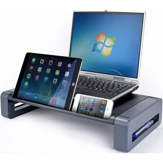 Deluxe Monitor/Printer Stand w/Smart Device Slot