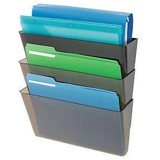 Deflecto Stackable DocuPocket Set - 3 Pocket(s) - 7" Height x 13" Width x 4" Depth - Stackable - Smoke - 3 / Set