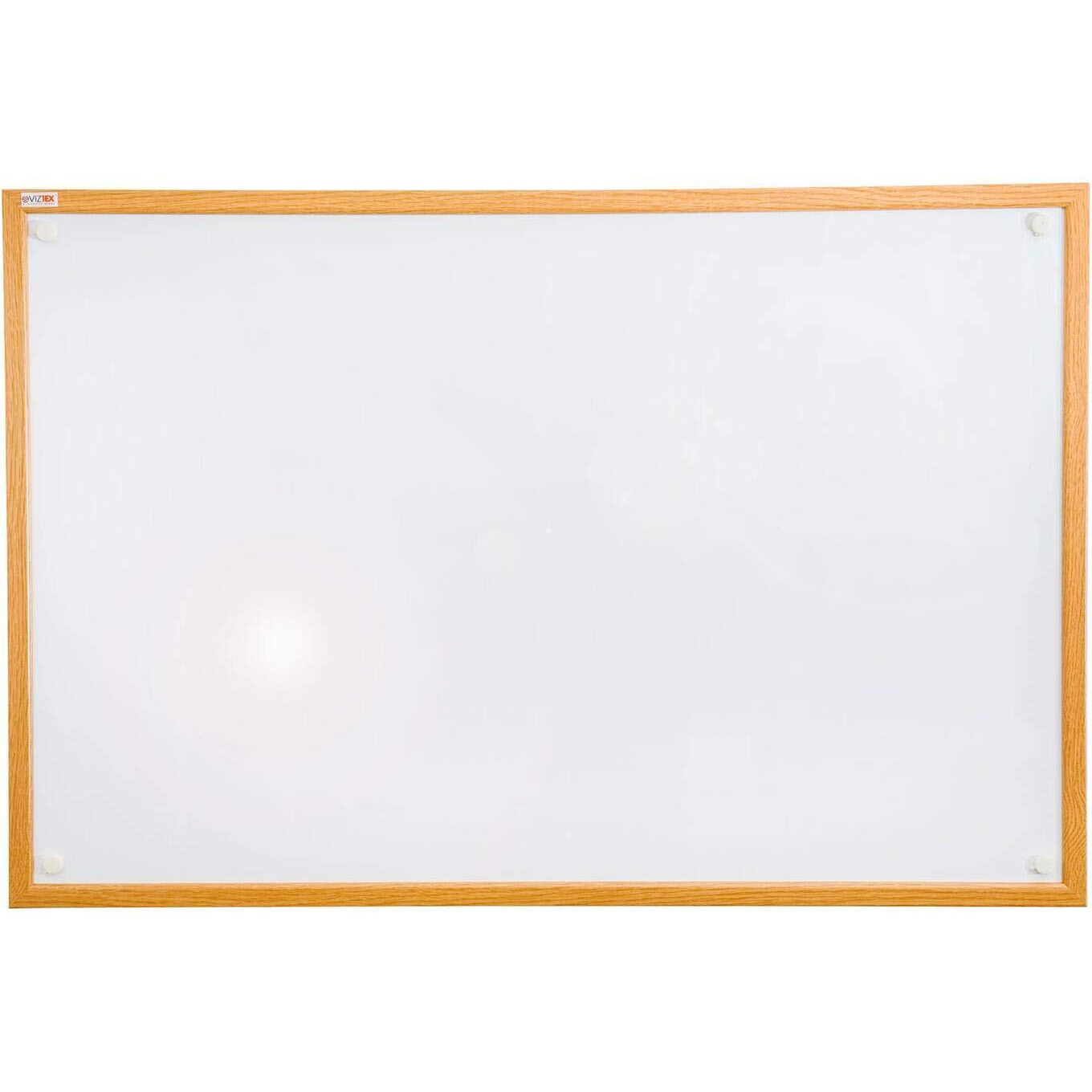 Viztex Lacquered Steel Magnetic Dry Erase Boards with an Oak Effect Frame - 18" x 24"