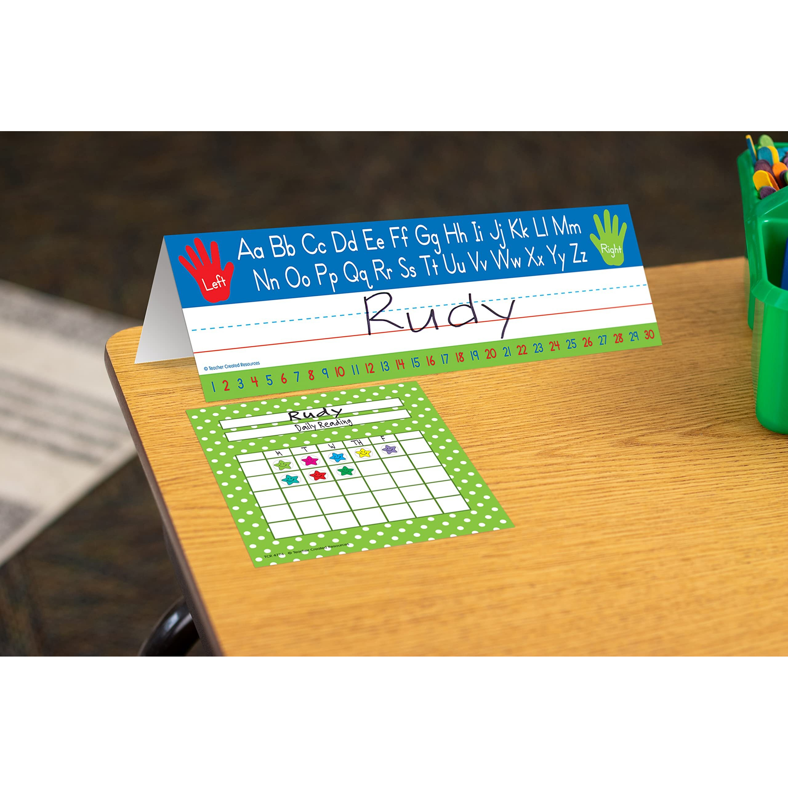 LEFT RIGHT ALPHABET TENT NAME PLATE