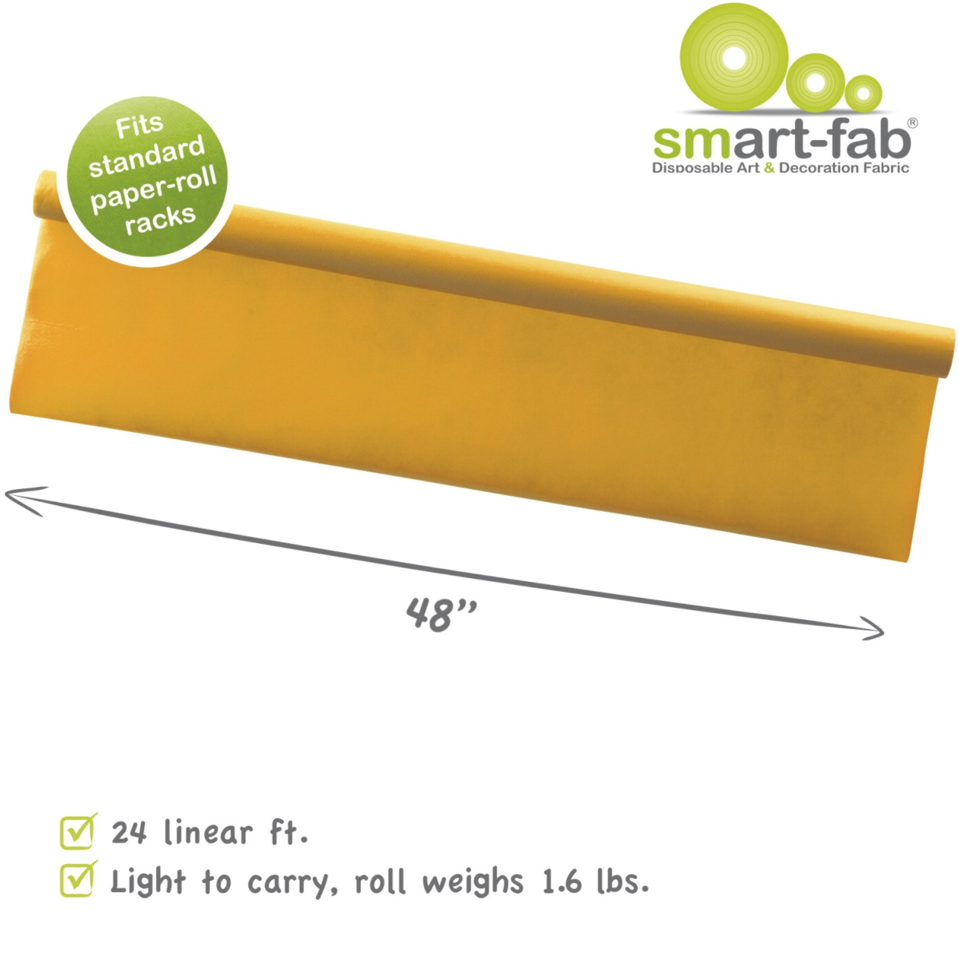 Smart-Fab Opaque Bulletin Board Background, 48 Inches x 24 Feet, Yellow