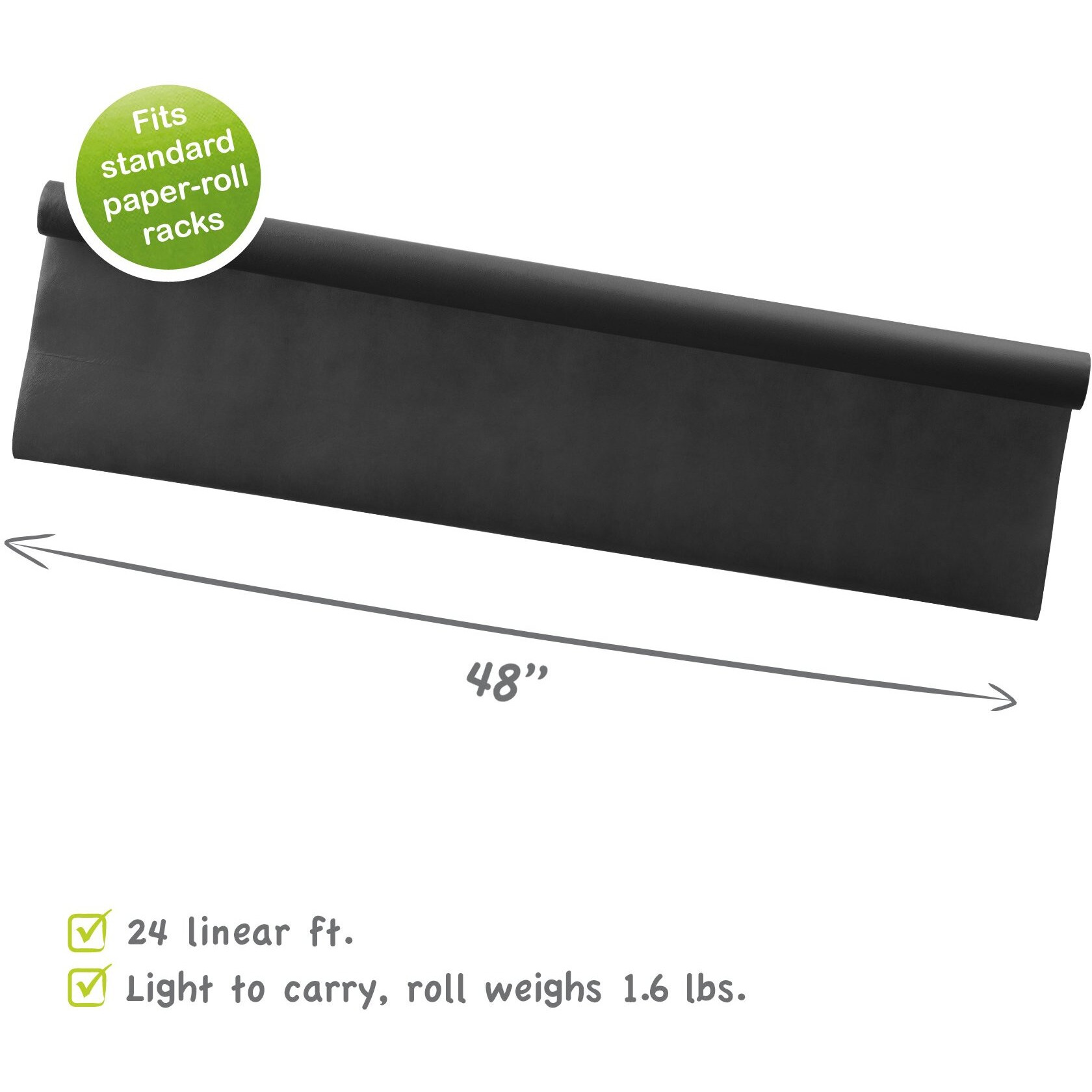 Smart-Fab Opaque Bulletin Board Background, 48 Inches x 24 Feet, Black