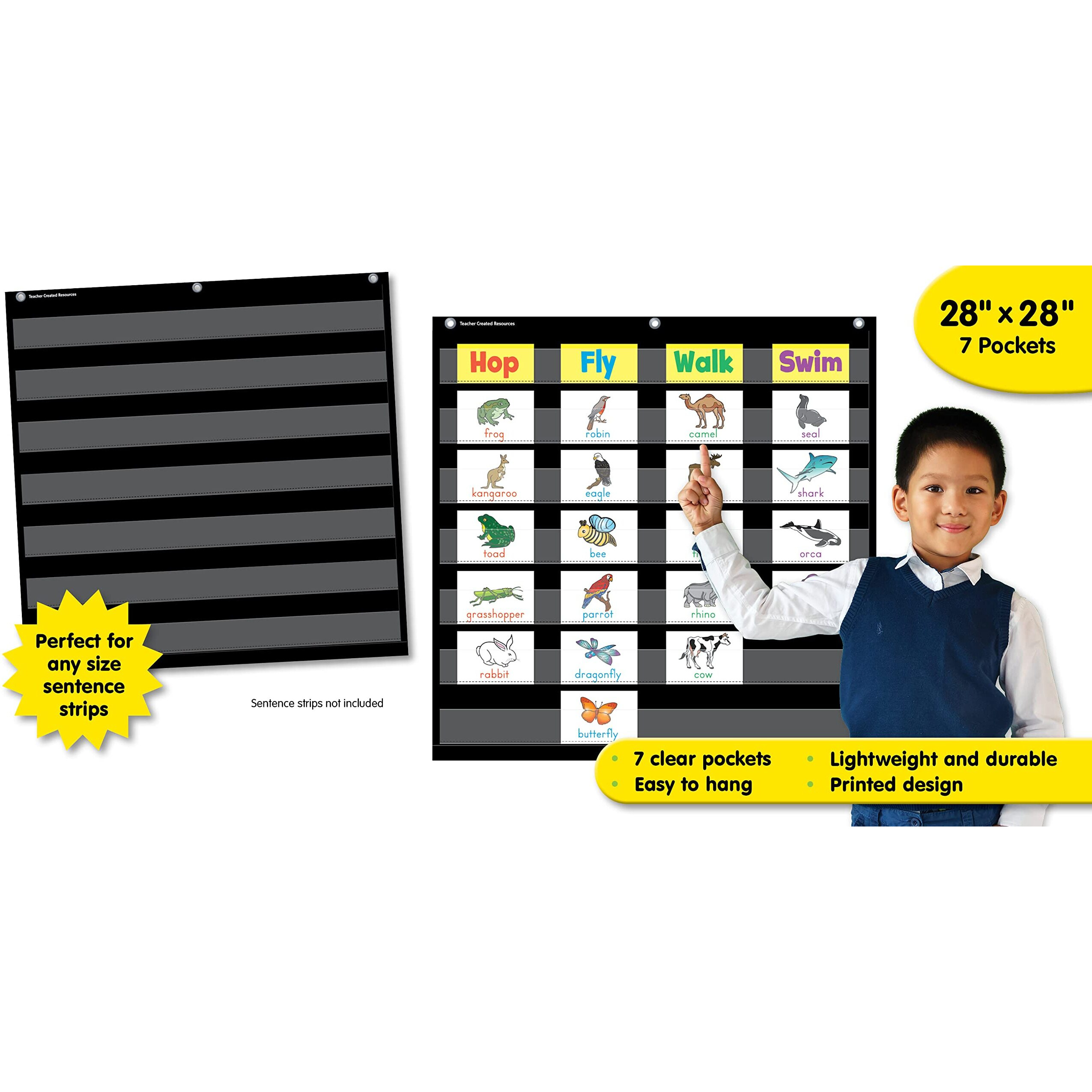 BLACK 7 POCKET CHART