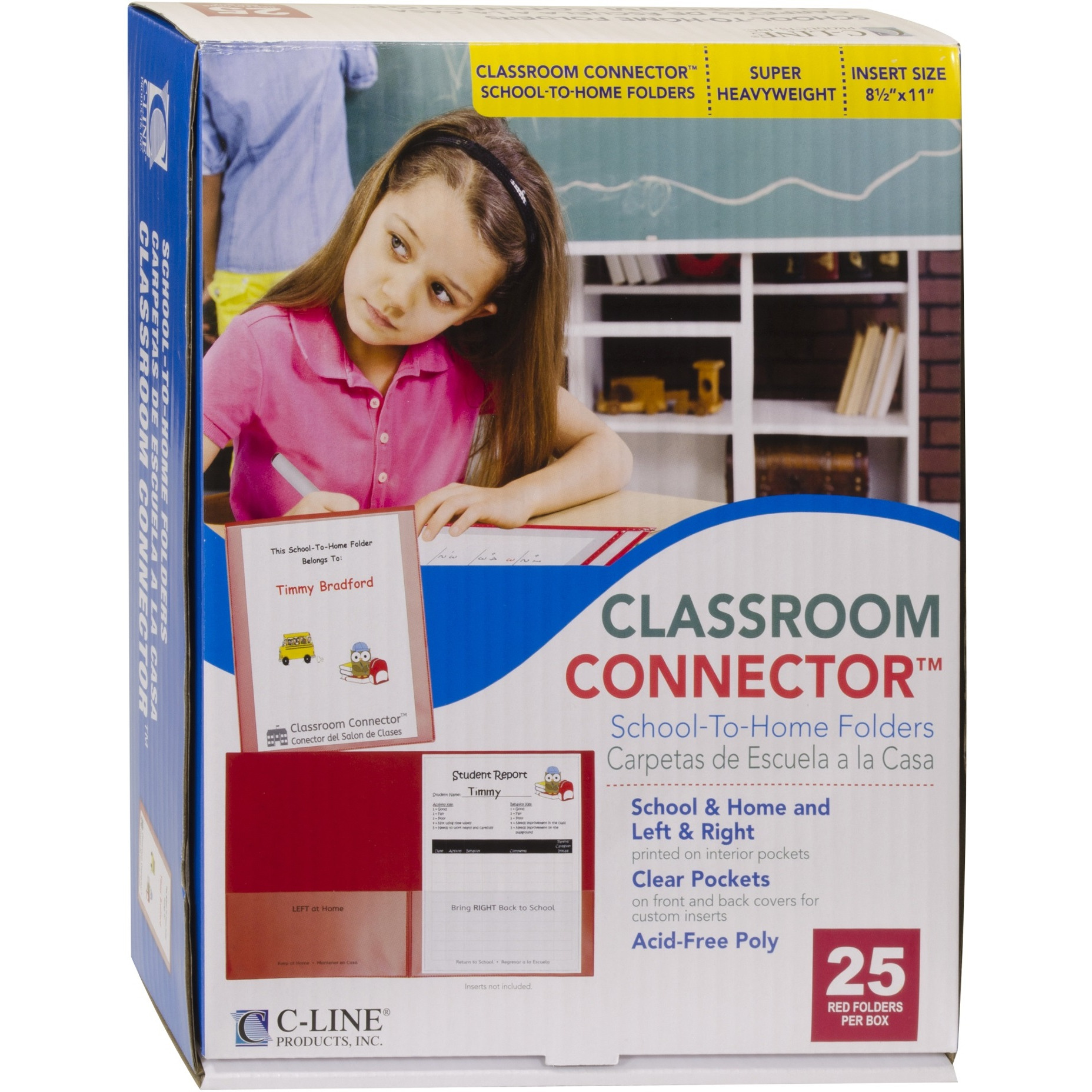 Classroom Connector Folders, Red, 25/BX, 32004
