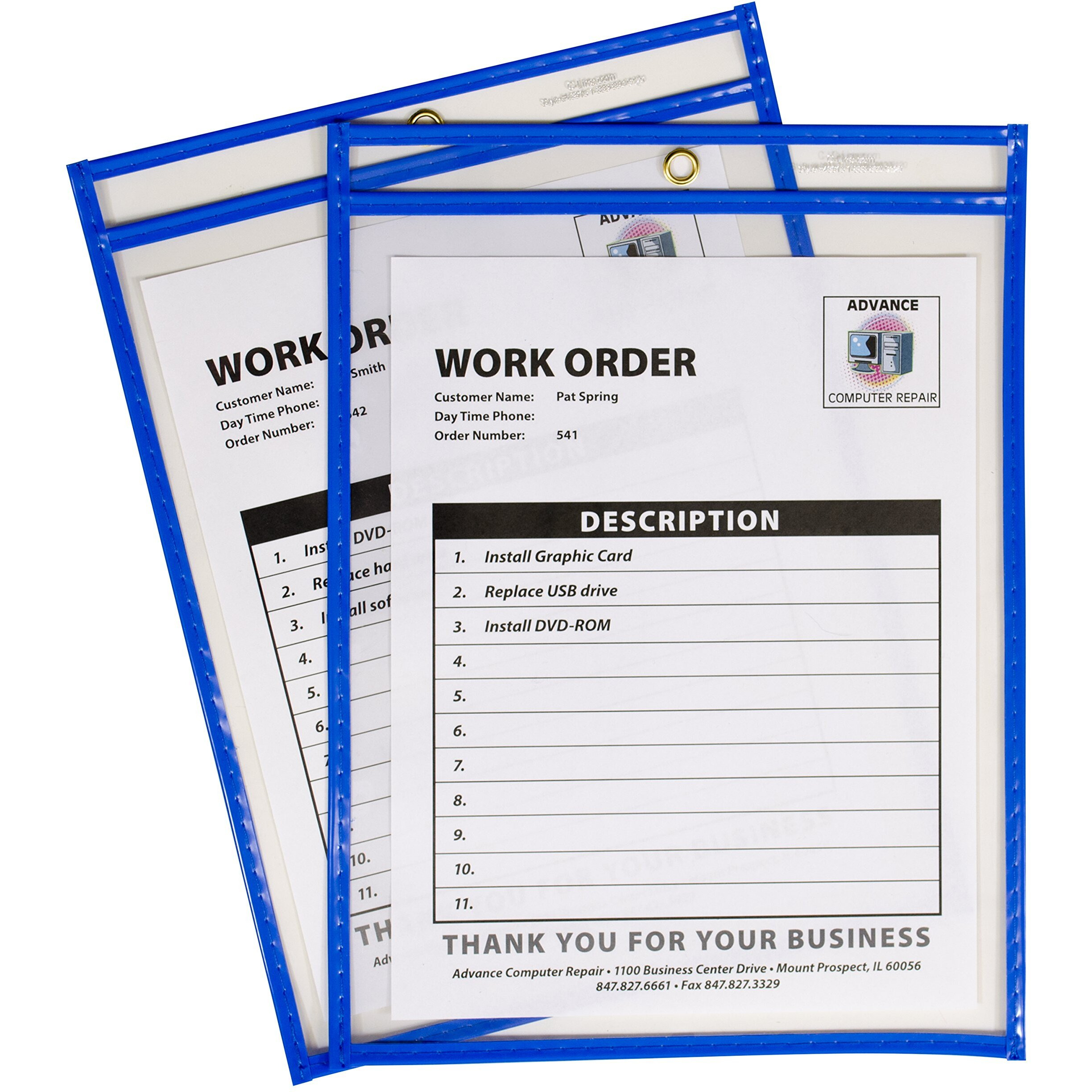 Neon Shop Ticket Holder, Blue, Stitched, both sides clear, 9 x 12, 15/BX, 43915