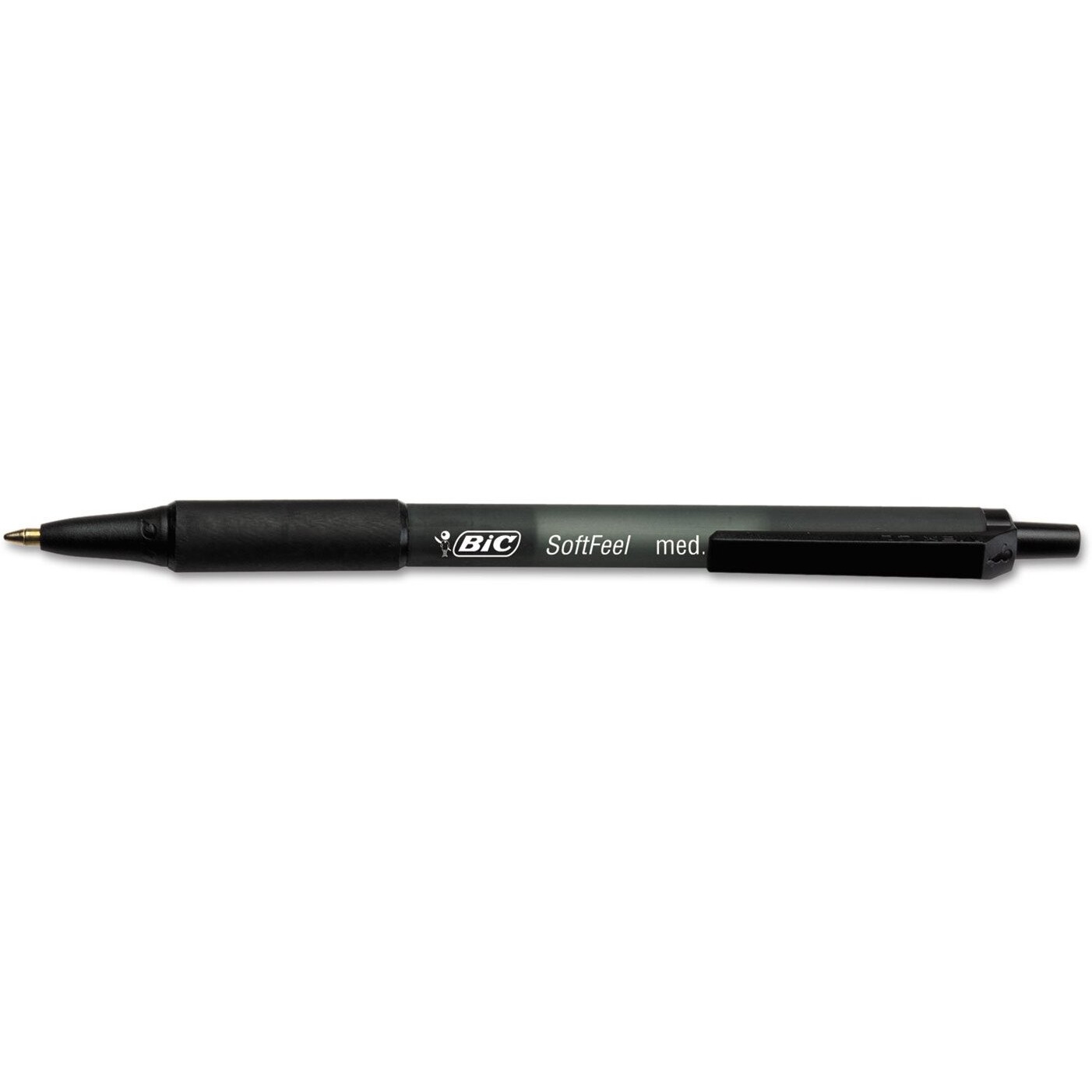 BIC SoftFeel Retractable Ball Pens - Medium Pen Point - 1 mm Pen Point Size - Retractable - Black - Black Barrel - 36 / Box