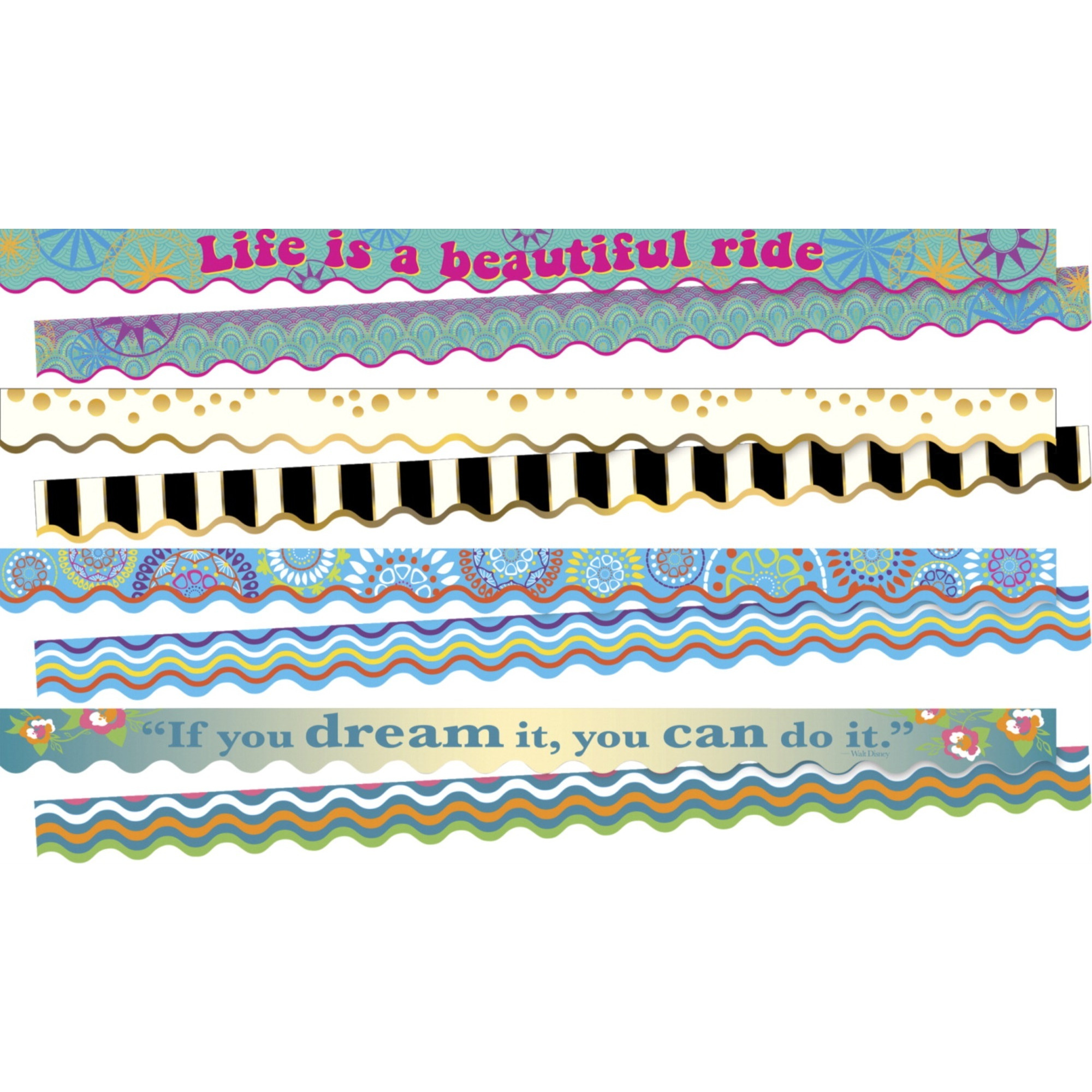Barker Creek Trending Designs Trimmer Set, 4 Designs, 2-1/4 x 36 Inches, Total of 156 Feet