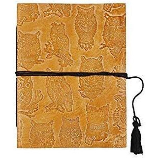 Store Indya Vintage Inspired Leather Journal Diary with Handmade Unline Pages(Embossed Gold Owl)