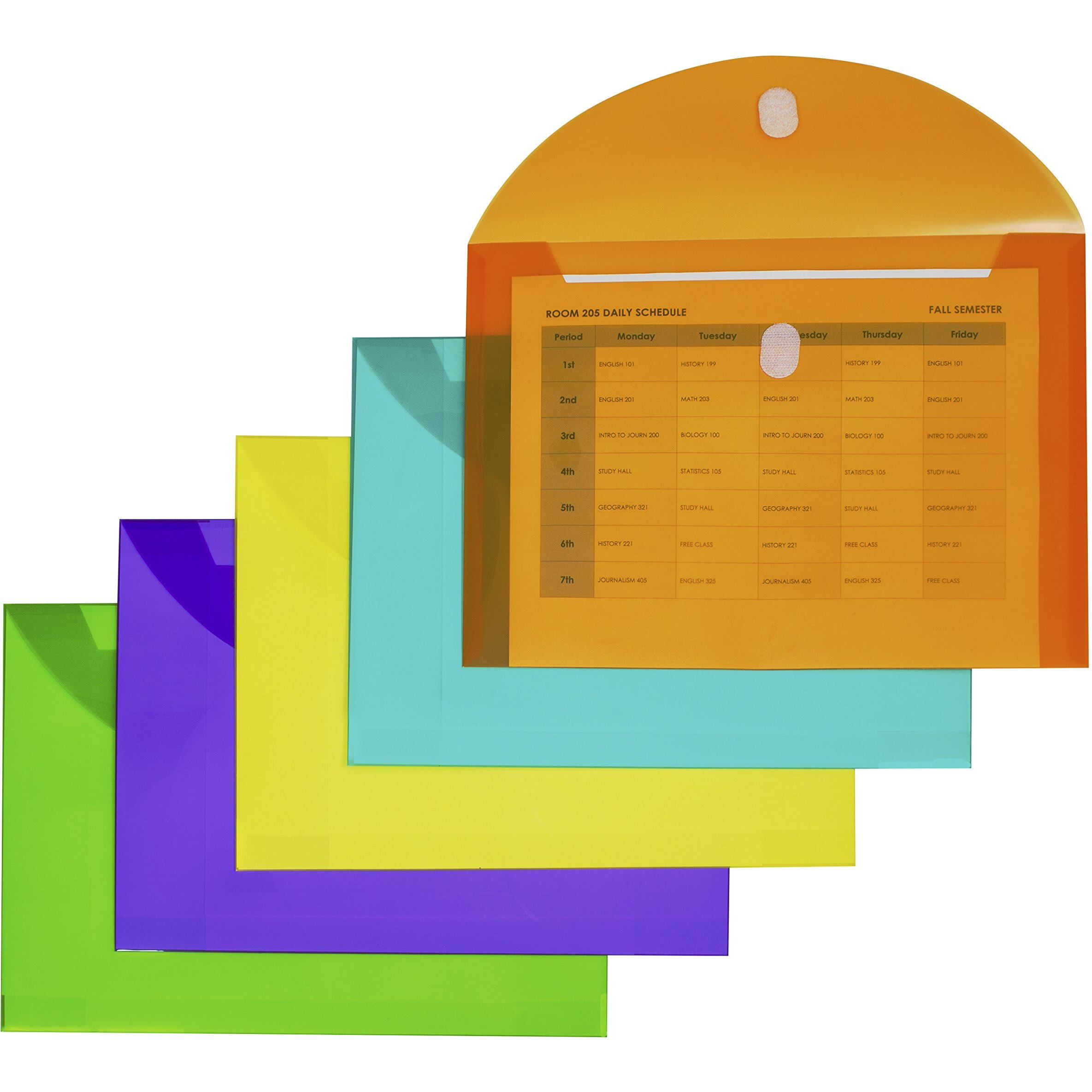 XL Reusable Envelopes, Hook and Loop Closure, Assorted Colors, 10/PK, 58030