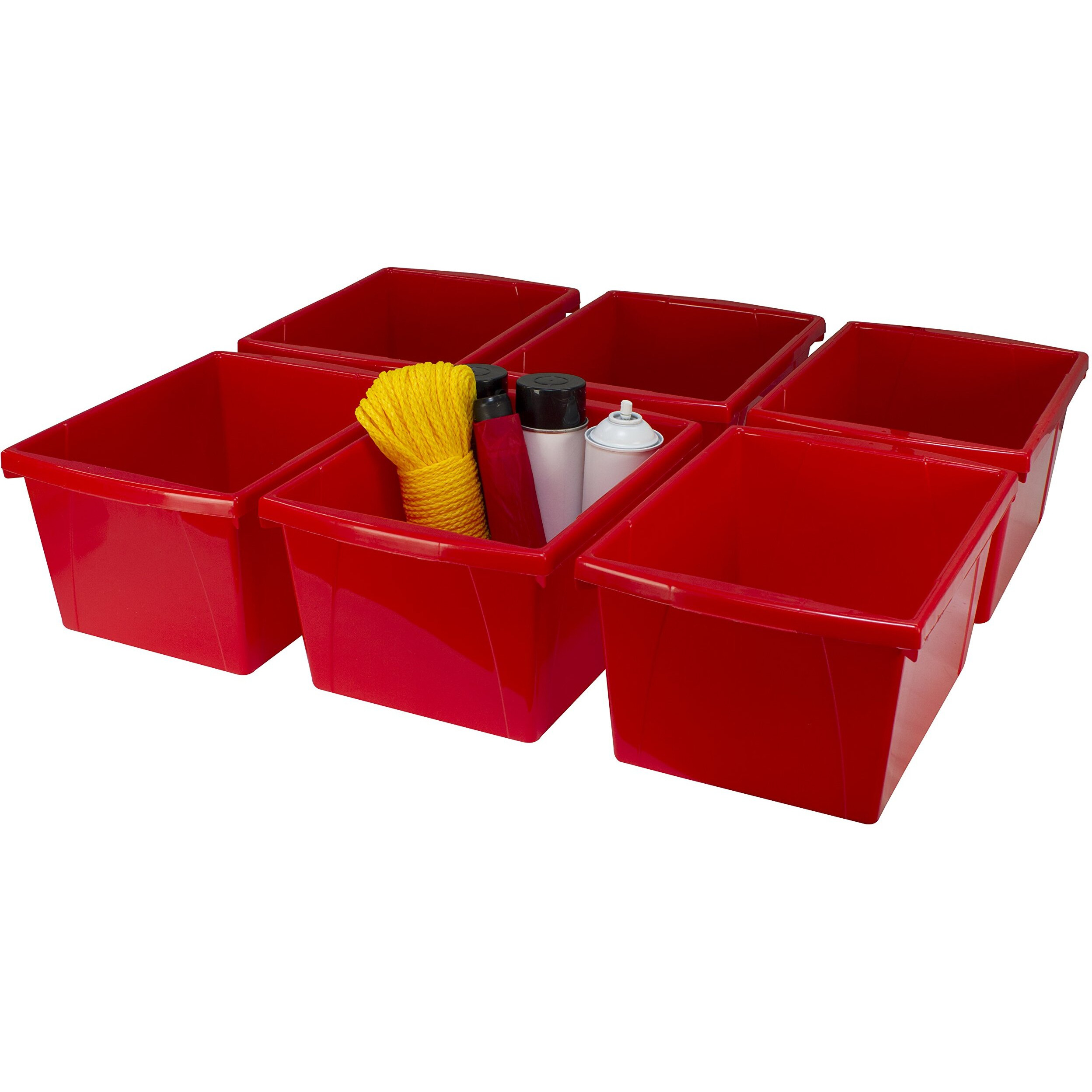 4 Gallon (15L) Classroom Storage Bin, Red (Case of 6)