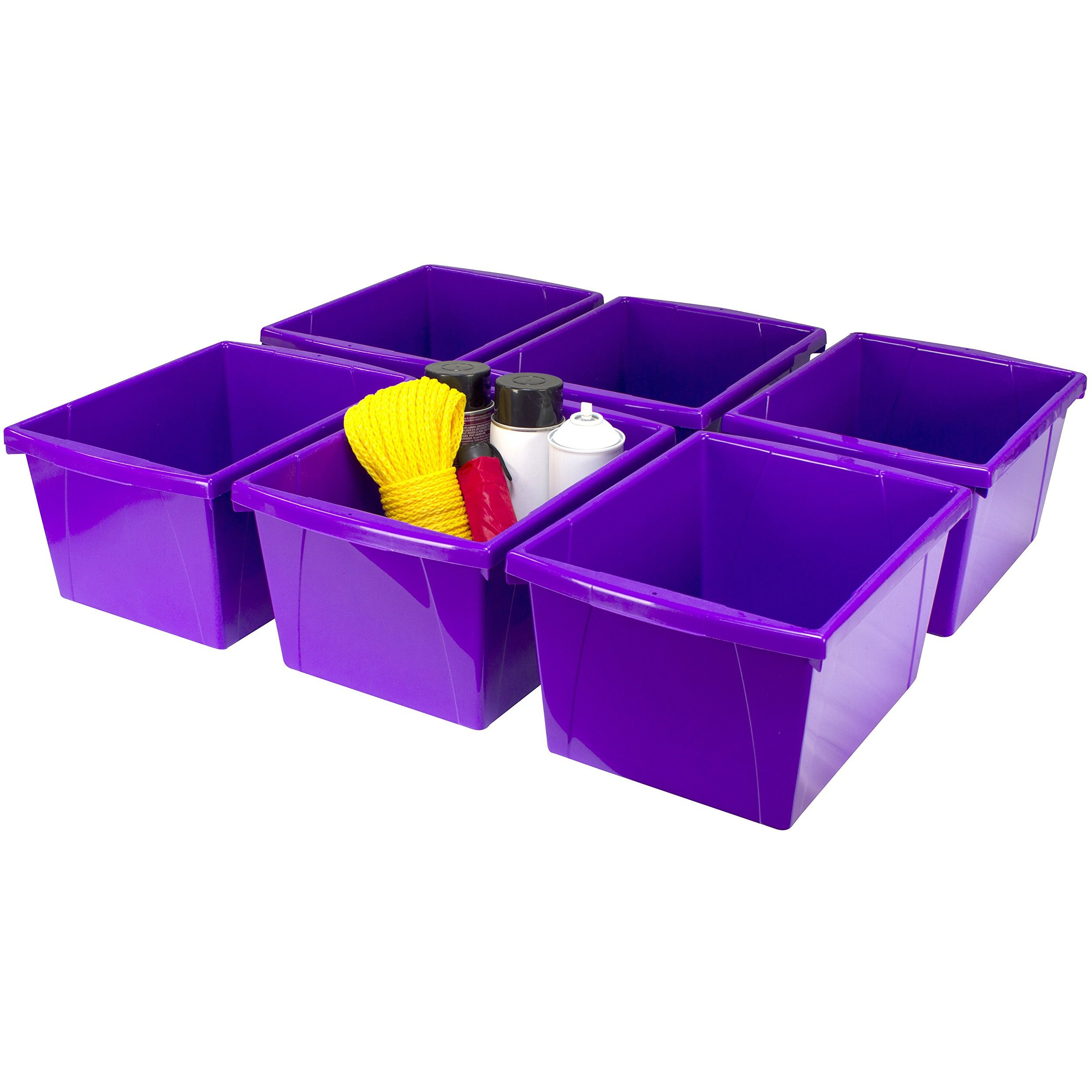 4 Gallon (15L) Classroom Storage Bin, Purple (Case of 6)