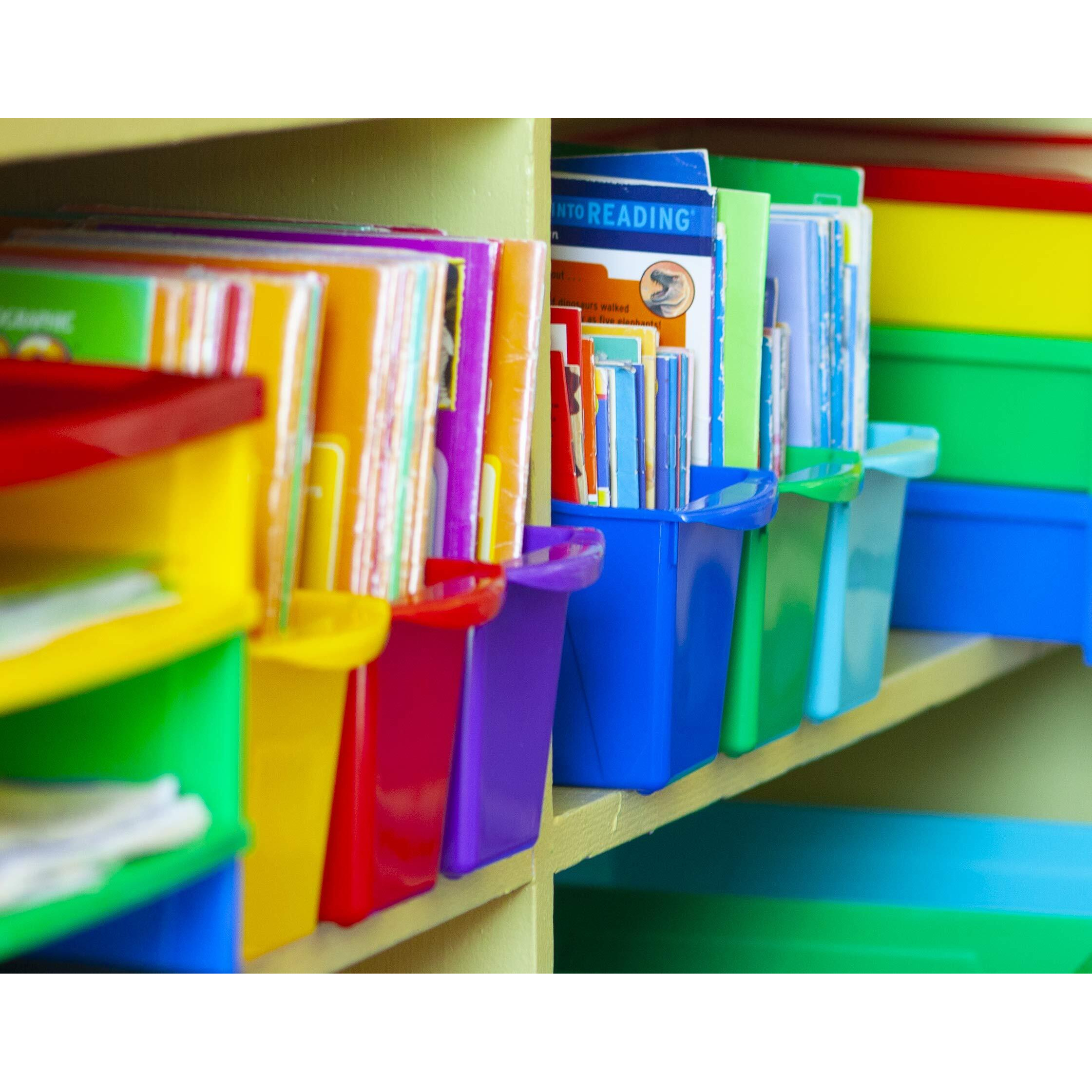 Small Book bin with Front Pocket, Assorted Colors (Case of 6)