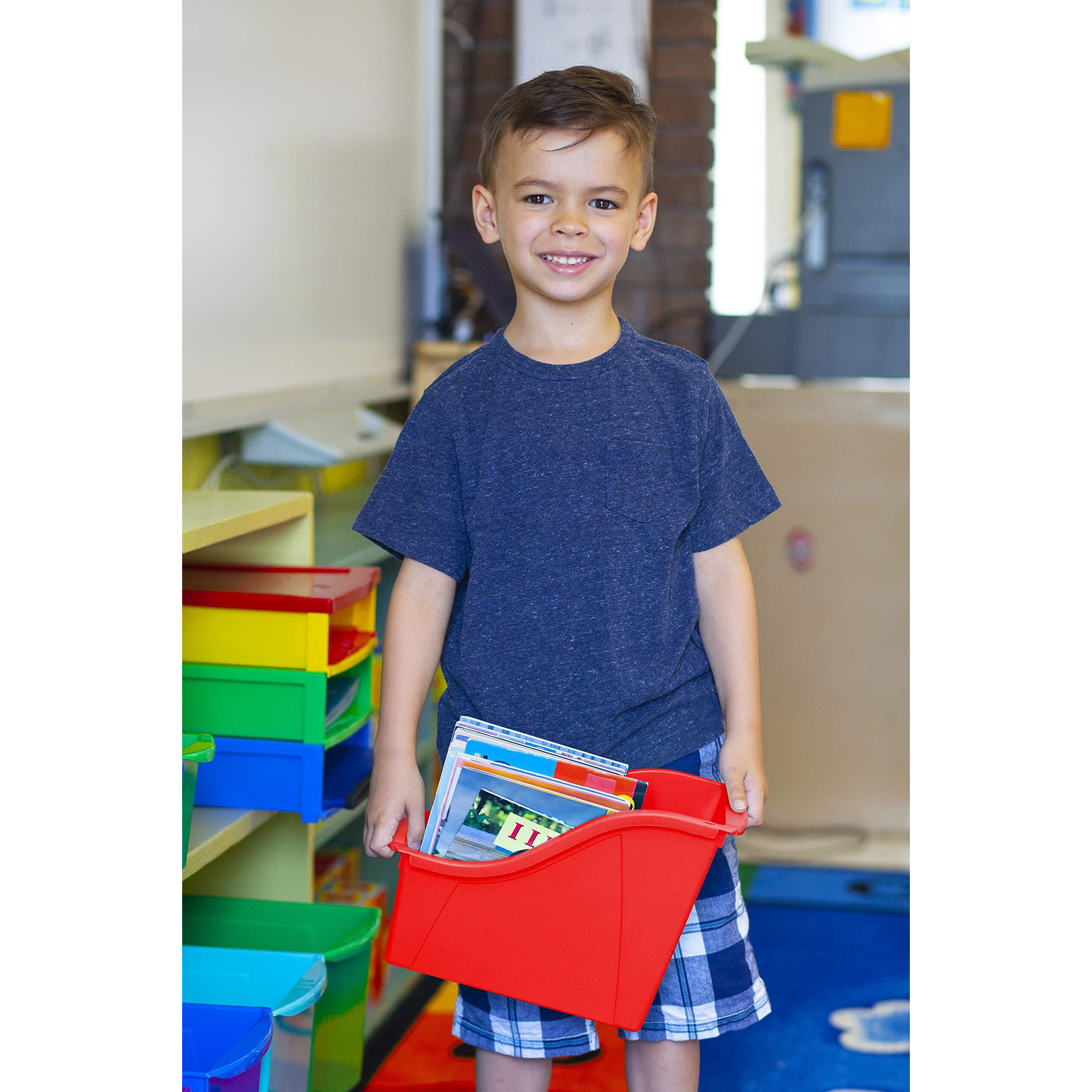 Small Book bin with Front Pocket, Assorted Colors (Case of 6)