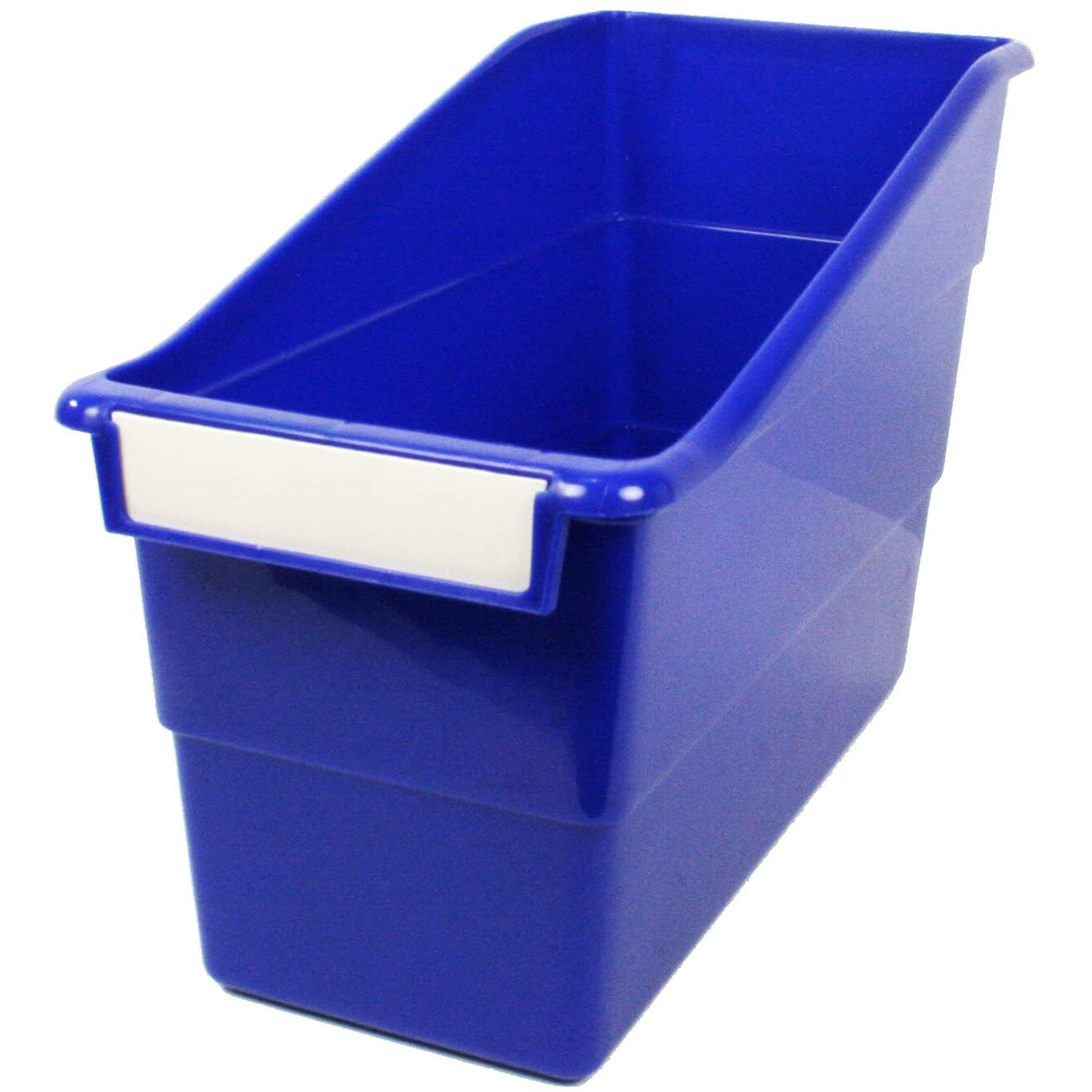 BLUE SHELF FILE WITH LABEL HOLDER