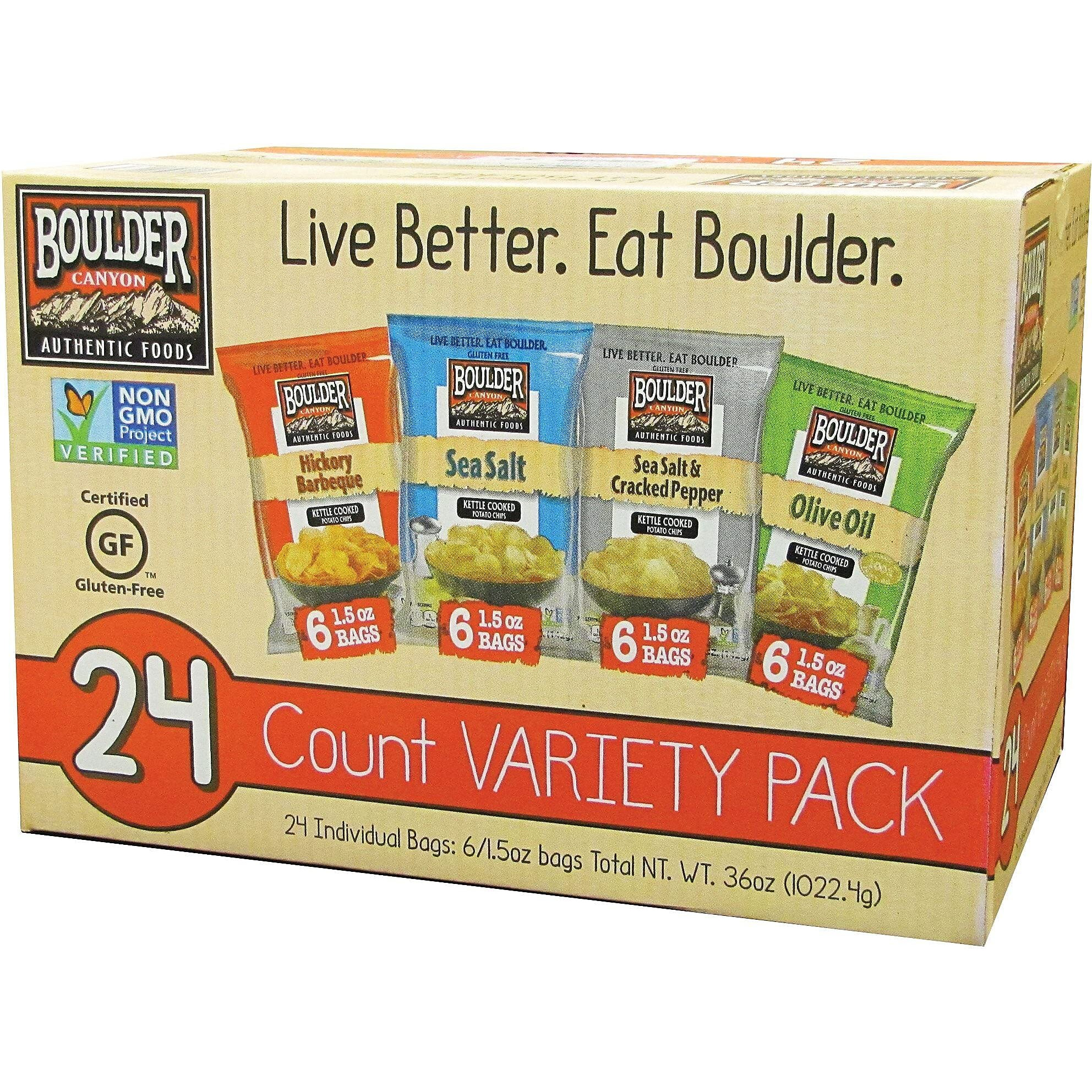 Boulder Canyon Inventure Variety Pack - Non-GMO, Gluten-free - Bag - 1.50 oz - 24 / Carton