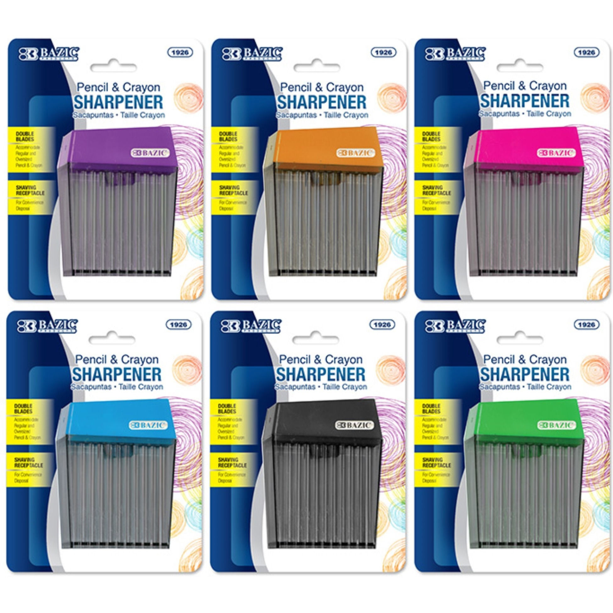 BAZIC Dual Blade Square Sharpener w/ Receptacle / Box Qty - 24