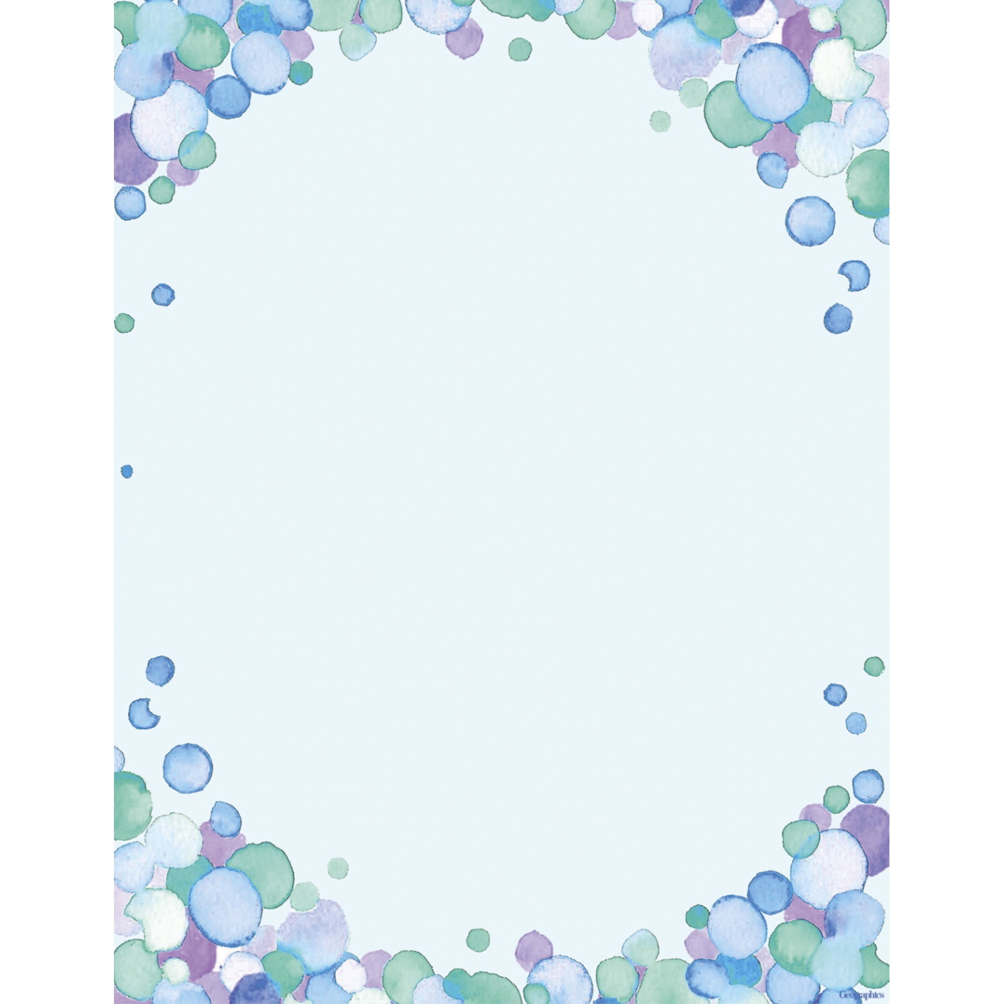 Geographics Watercolor Dots Letterhead, 8-1/2 x 11 Inches, Pack of 50