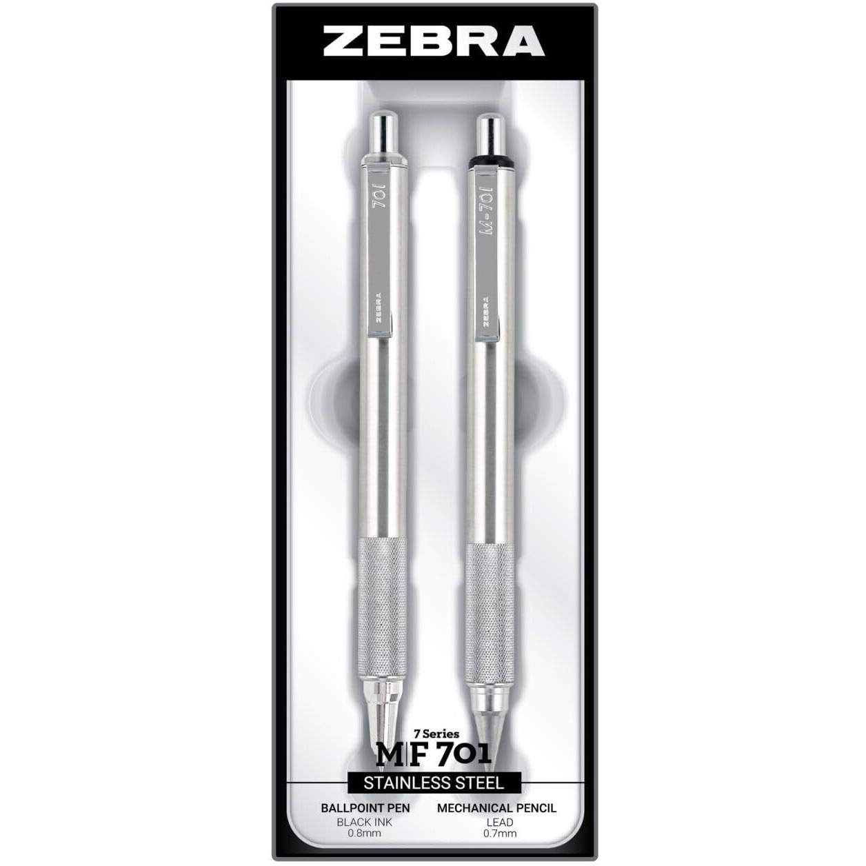 Zebra STEEL 7 Series M/F 701 Mechanical Pencil & Ballpoint Pen Set - 0.7 mm Pen Point Size - 0.7 mm Lead Size - Refillable - 2 / Set