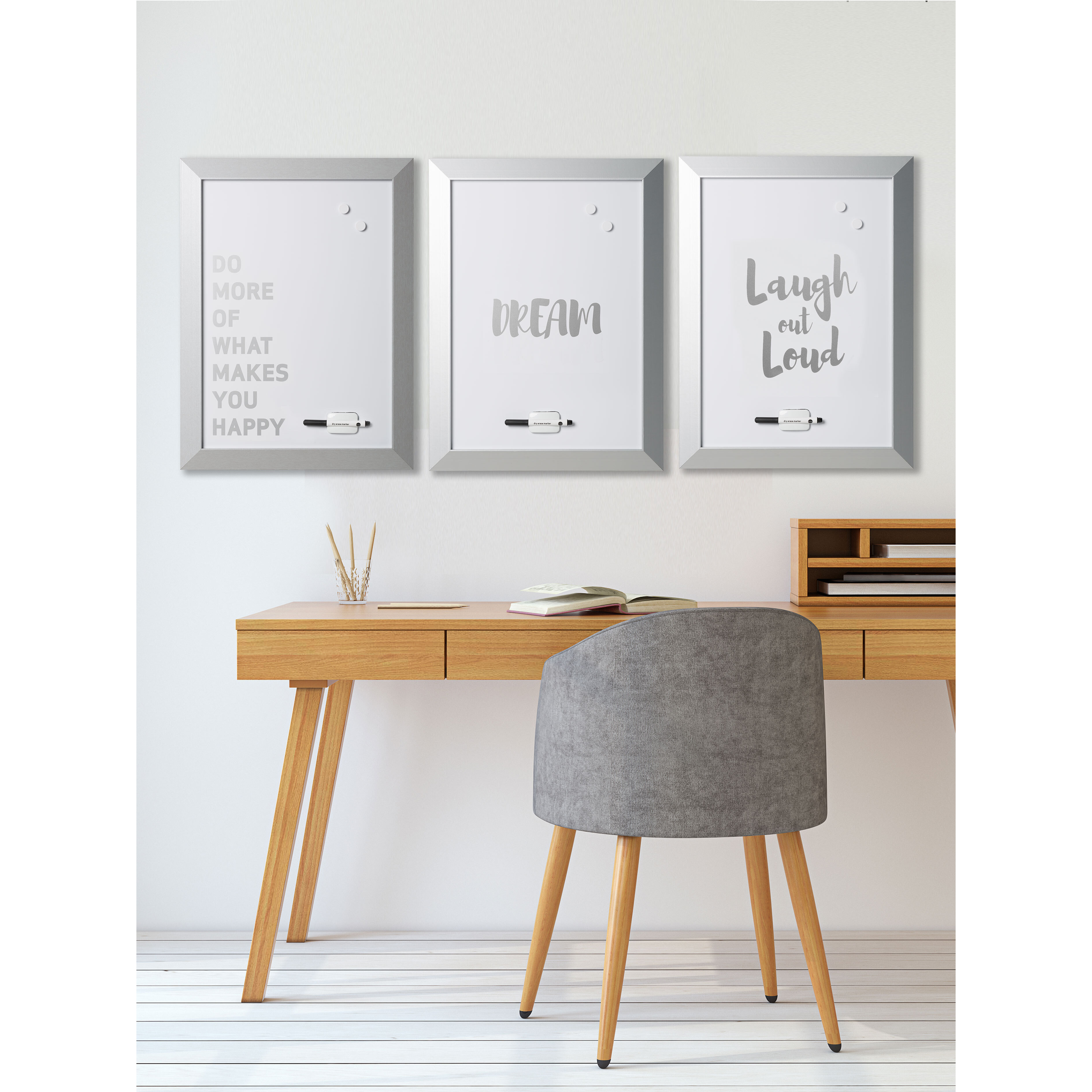 Magnetic Dry-Erase Quote Board, &quotDO MORE..." Quote, Silver Metallic Frame, 18" X 24",