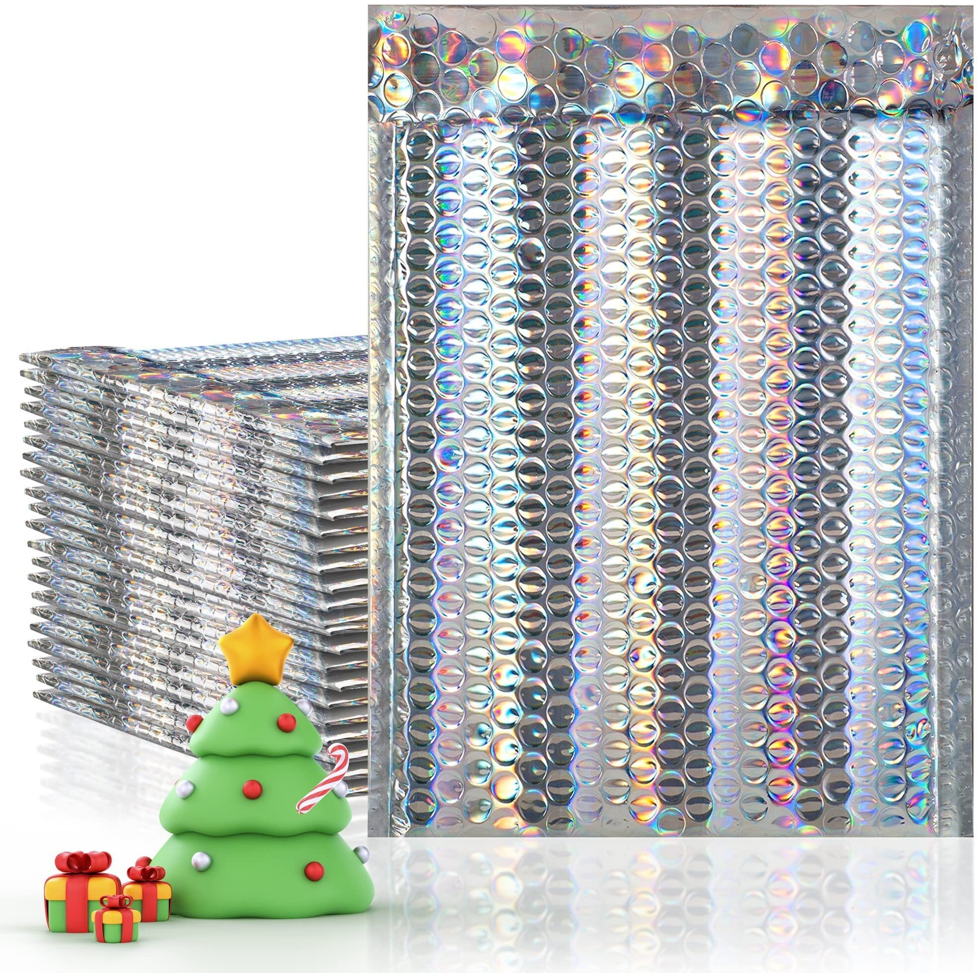 Metallic Holographic Bubble Mailers 725 x 11 Size Pack of 25 Foil Padded Envelopes 7 14 x 11 glitter Bubble Mailers Self-Sealing Holo cushion Envelopes glamour Holographic Package Envelopes(D0102H9FPWA)