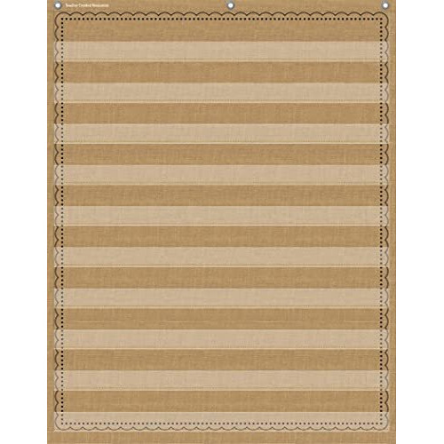 10POCKET POCKET CHART BURLAP 34X44