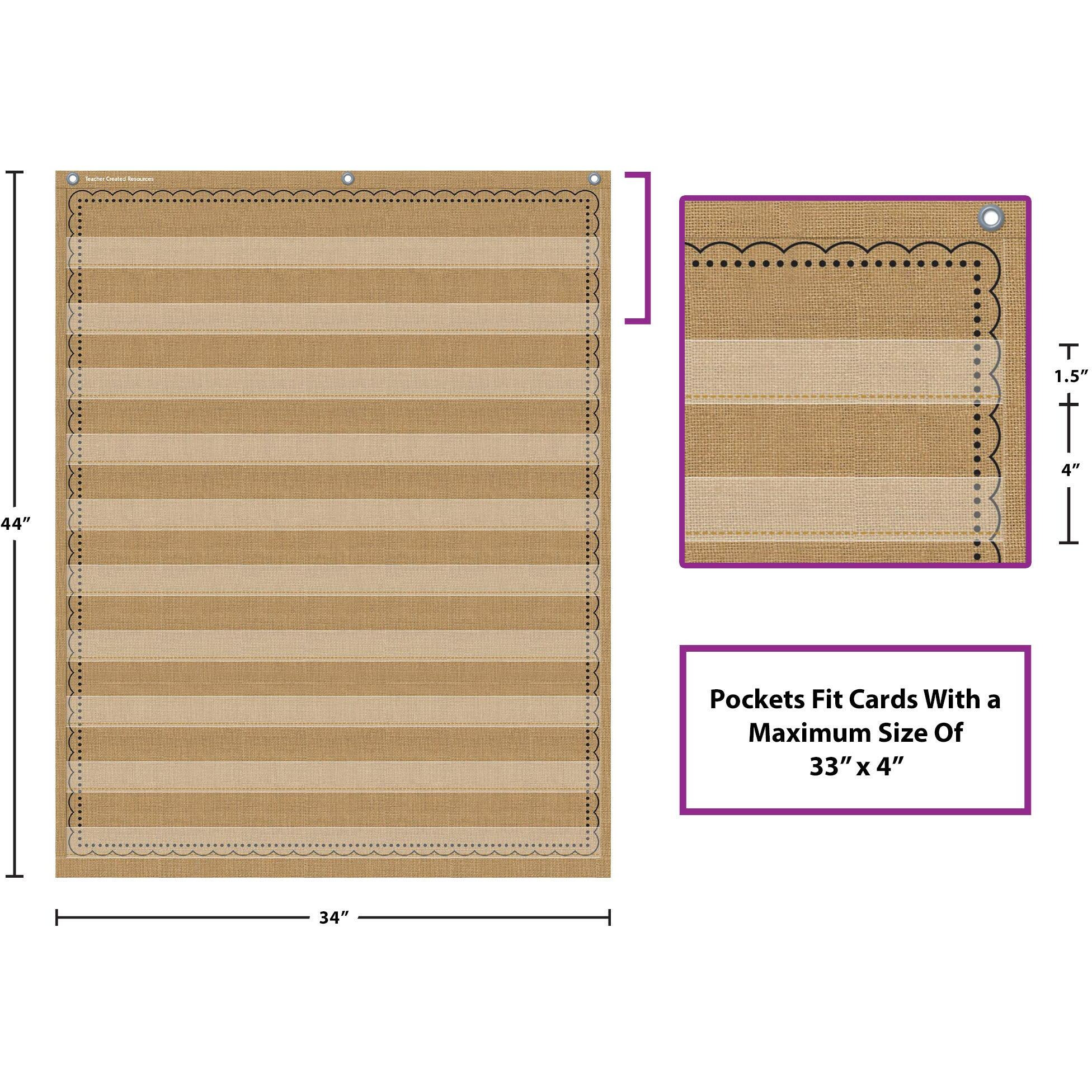 10POCKET POCKET CHART BURLAP 34X44