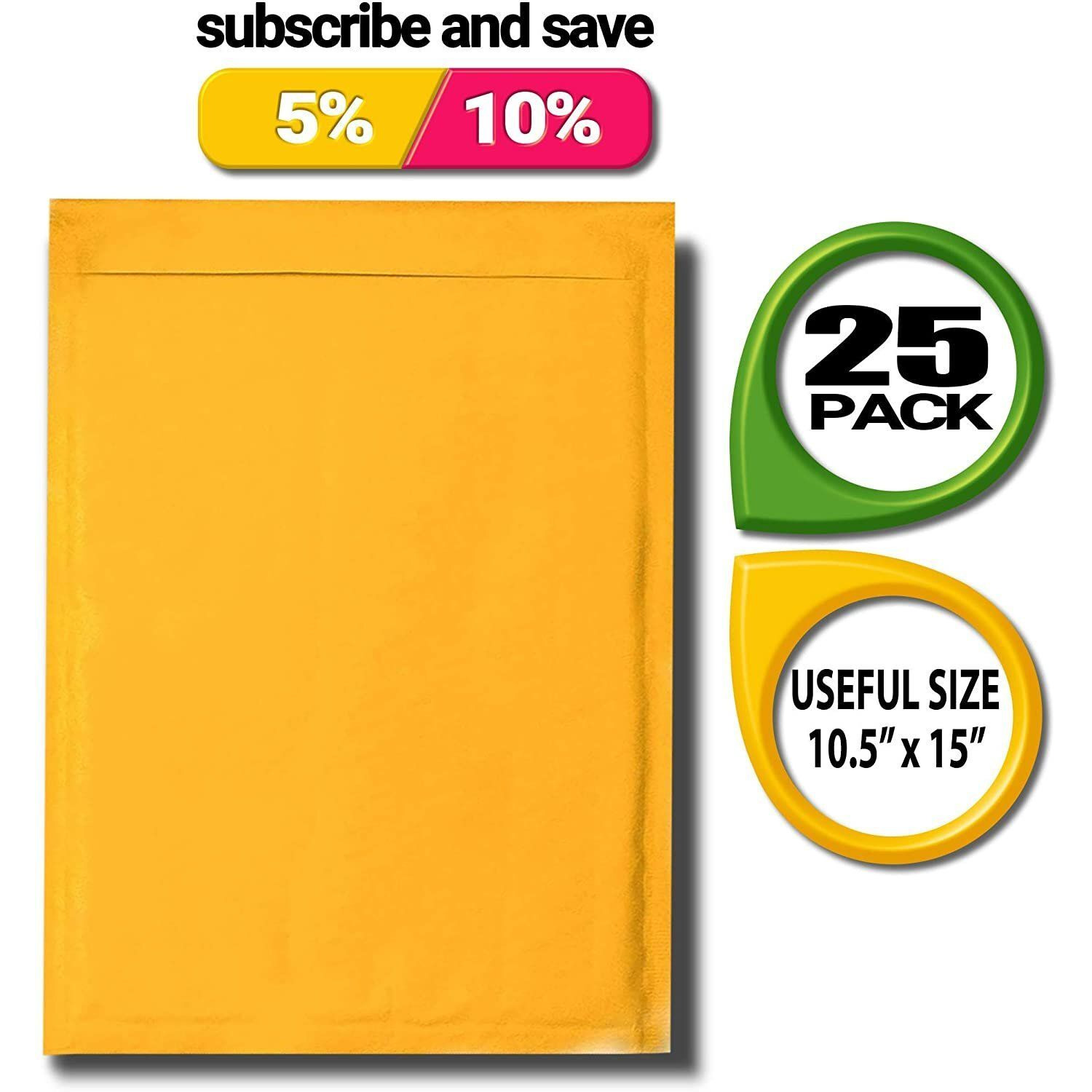 Pack of 25 gold Kraft Bubble Padded Envelopes 105 x 15 Bubble Mailers Peel and Seal Envelopes Yellow cushion Envelopes 10 12 x 15 for Mailing Packaging Shipping Mailer in Bulk Wholesale Price(D0102H932TW)