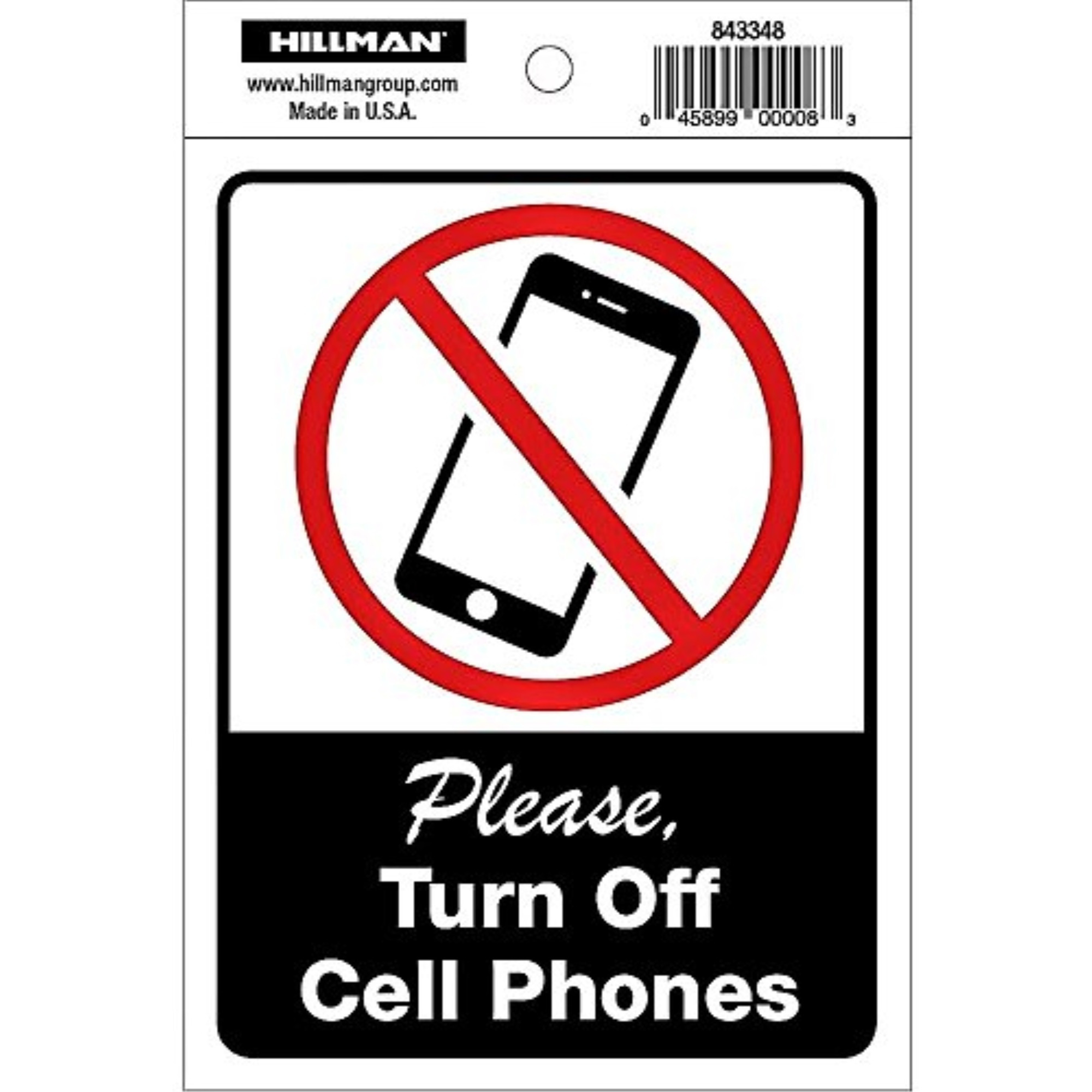 5029020 DECAL NO CELL PHNE 6X4"" Hillman English White Safety Decal 6 in. H X 4 in. W (Pack of 6)