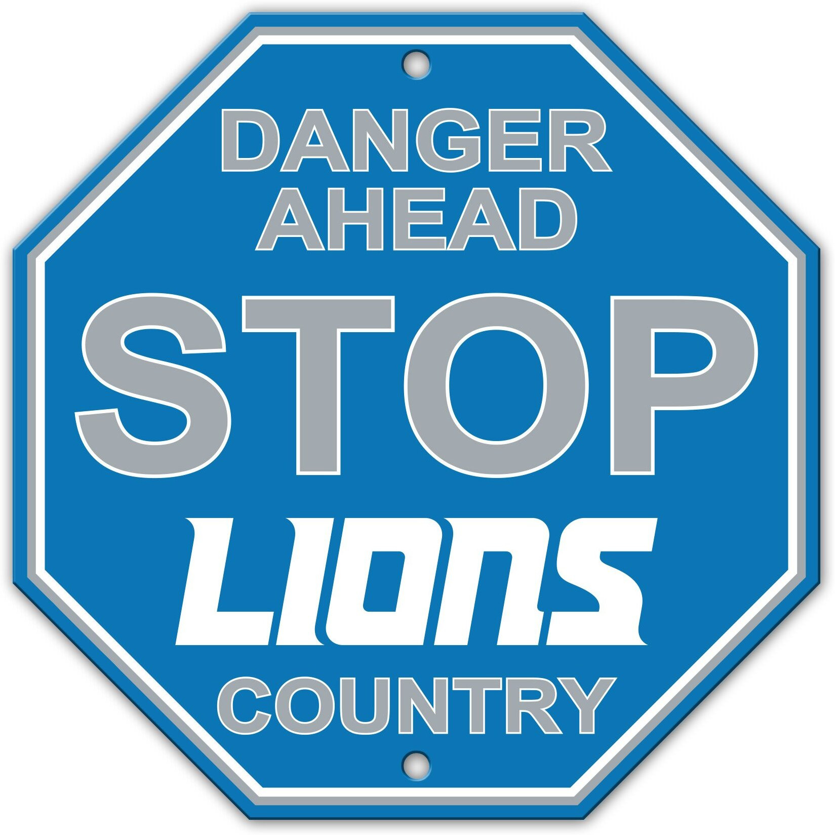 Detroit Lions Sign 12x12 Plastic Stop Style Wordmark CO