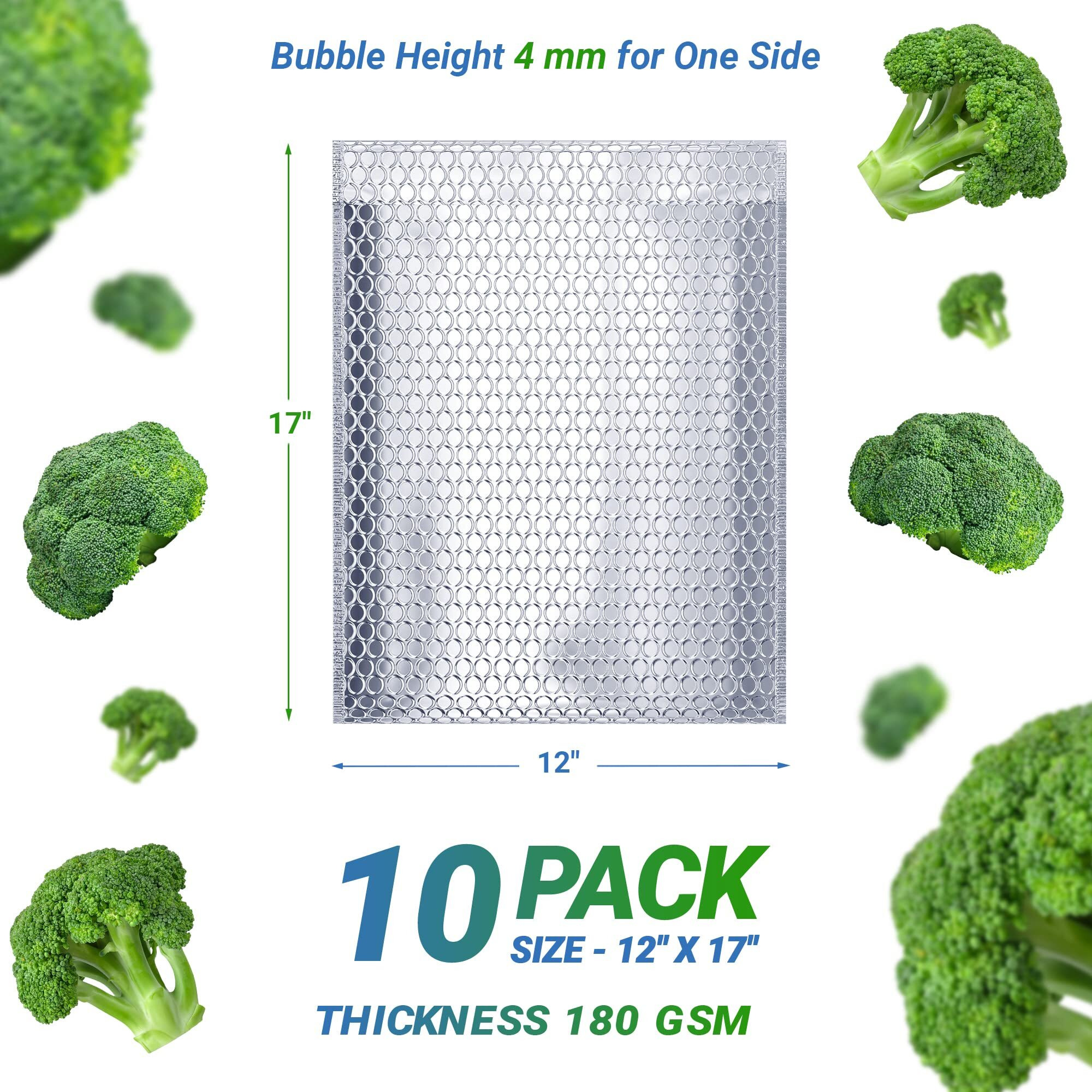 Pack of 10 Silver Bubble Mailers 12 x 17 Food grade Padded cushion Envelopes with Peel and Seal closure Thermal Insulated Metallic Foil Shipping Bags for Mailing Wrapping Packing and Packaging(D0102H93QHY)