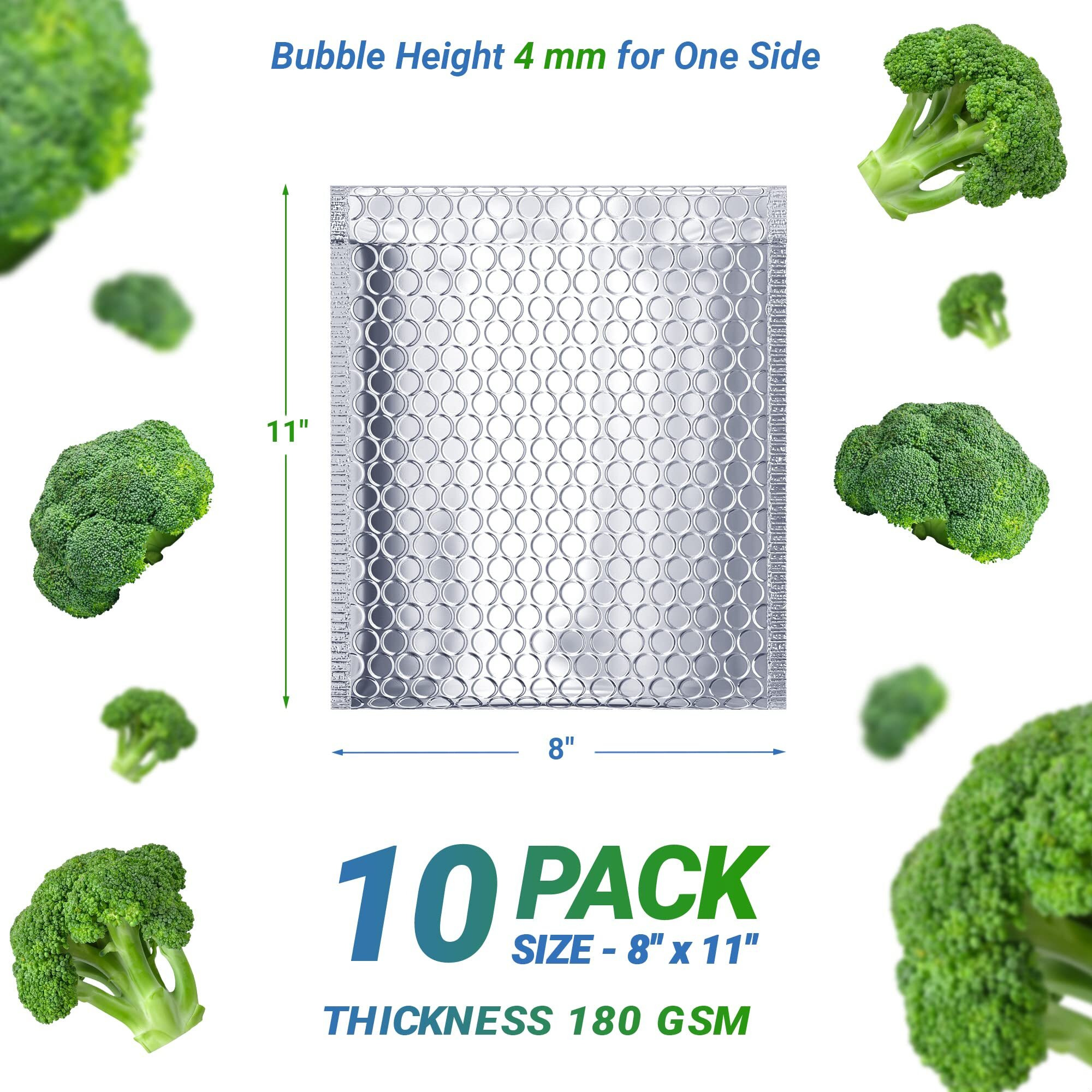 Silver Bubble Mailers Pack of 10 Bubble Poly Mailers 8 x 11 Thermal Wrap Bubble Mailers 8x11 Packing Envelopes Bubble Mailer Metalic Bubble Mailer with Self-Sealing(D0102H93Q9A)