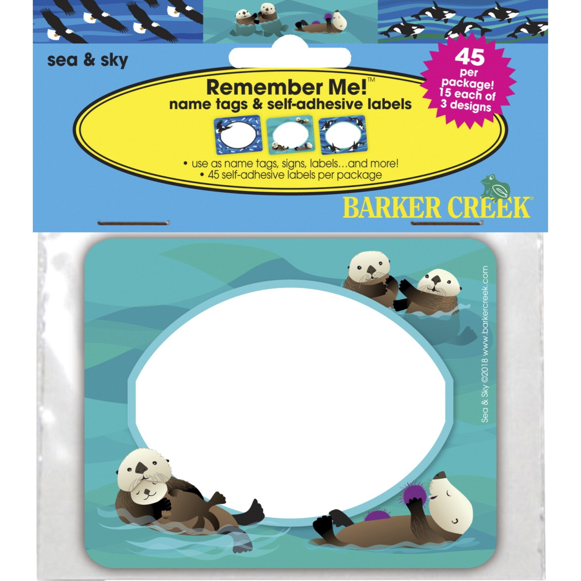 Barker Creek Self Adhesive Name Badges/Labels, Sea and Sky, Pack of 45