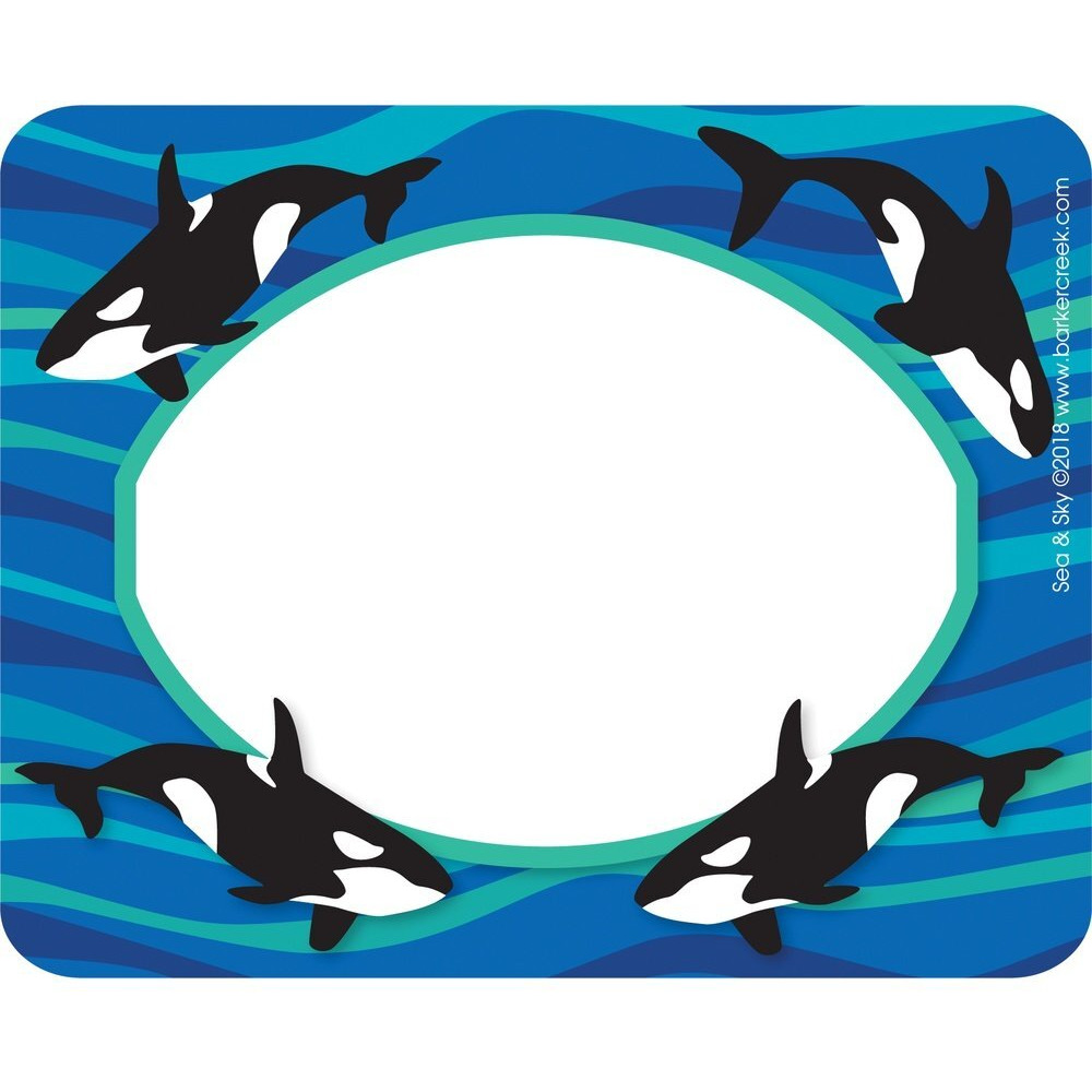 Barker Creek Self Adhesive Name Badges/Labels, Sea and Sky, Pack of 45