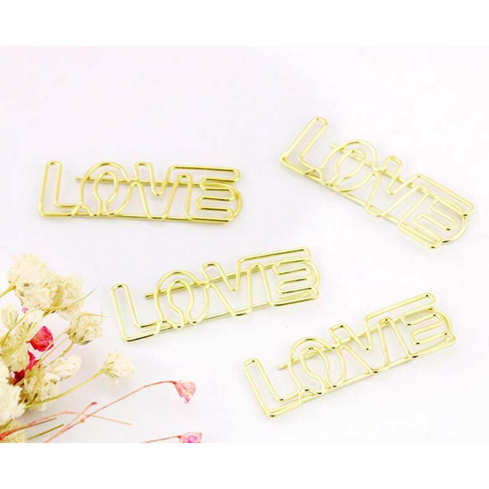 12 Pieces Binder Clips &quotLOVE" Paper Clips Office Desk Accessories Bookmarks