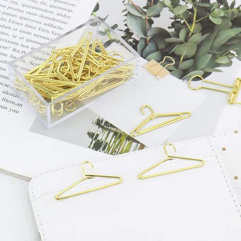 25 Pieces Binder Clips Hanger Shape Paper Clips Office Desk Accessories Bookmark