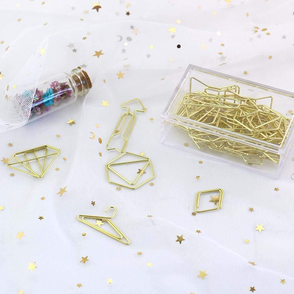 30 Pieces Binder Clips Rhombus Shape Paper Clips Office Accessories Bookmark