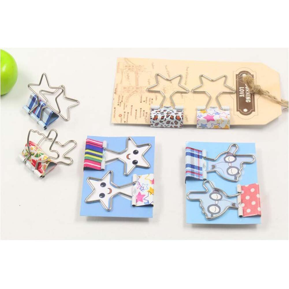 12 Pcs Metal Binder Clips/Paper Clips/Binders/Clamps (Finger And Star Shape)