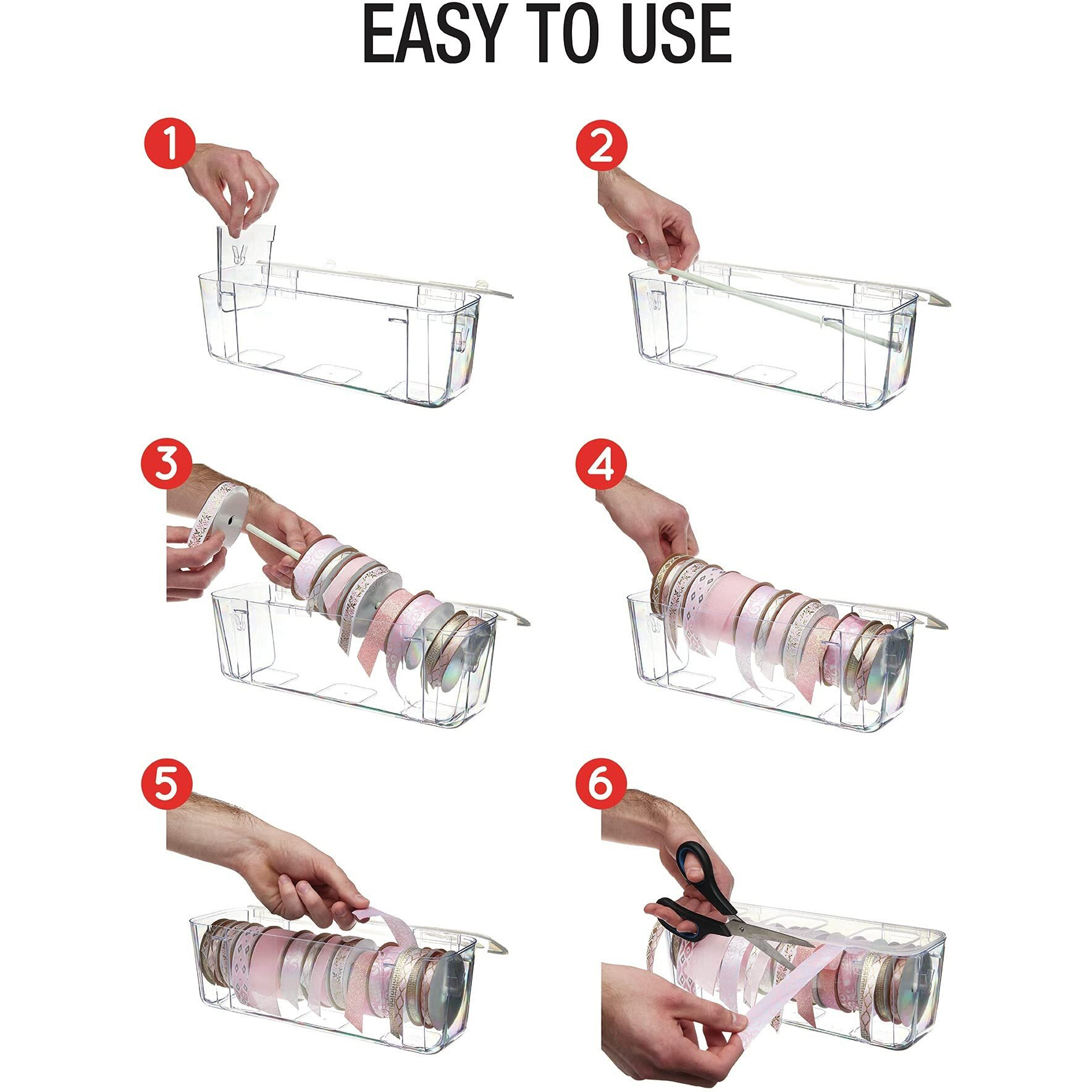 Deflecto Ribbon Dispenser - 4.4" Height x 13.3" Width x 4.2" Depth - Desktop - Lid, Portable, Stackable, Wall Mountable - Clear - Plastic, Polypropylene - 1 Each
