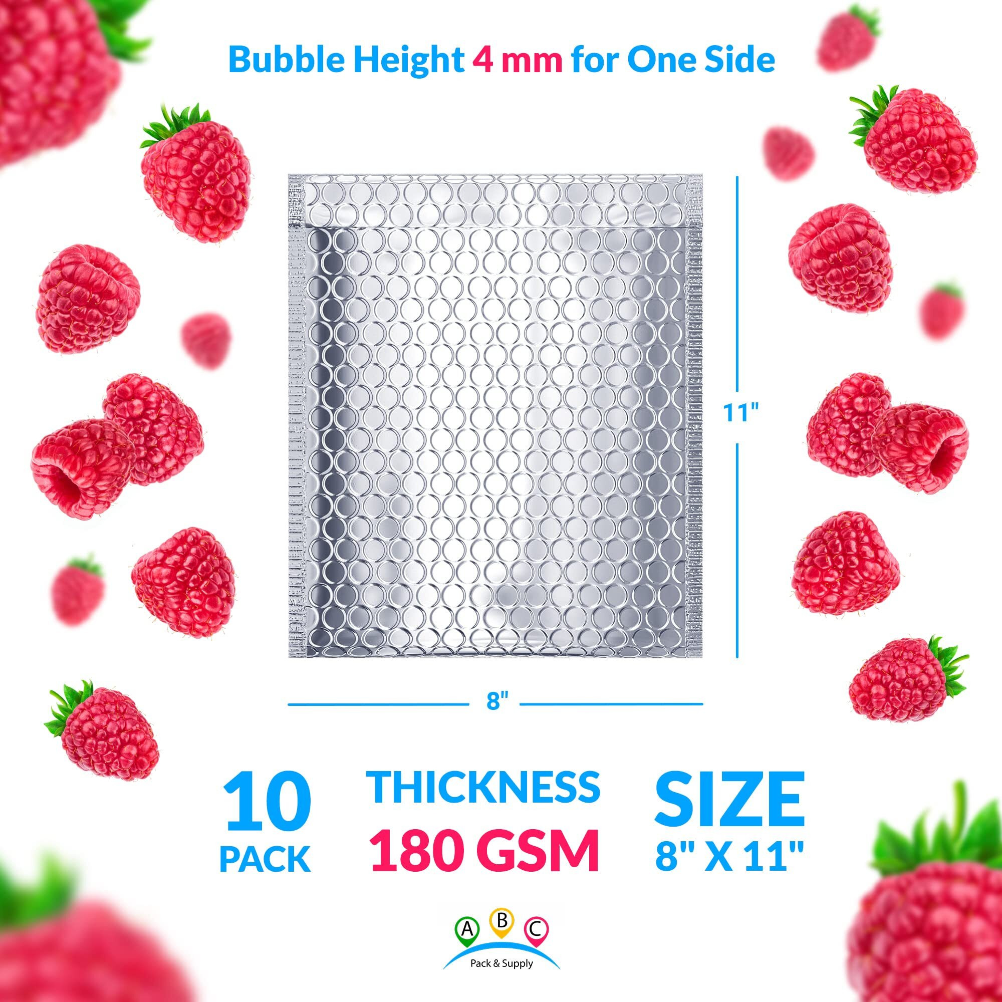 ABc Thermal Bubble Mailers 8 x 11 Inch Size Pack of 10 Metallic Thermal Padded Envelopes Self Seal Silver color Bubble Mailers Thermal Insulated Shipping Bags for Food Mailing Packing Shipping(D0102H93gIV)