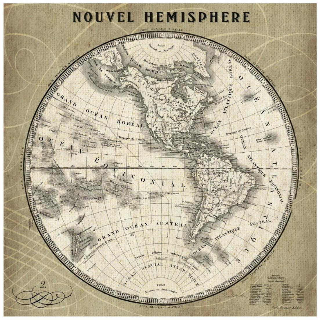 French World Map III -Paper Art-20&quotx20"
