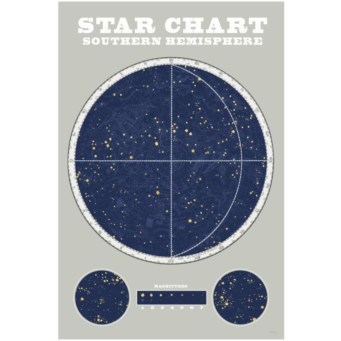 Southern Star Chart Blue Gray -Paper Art-14&quotx20"