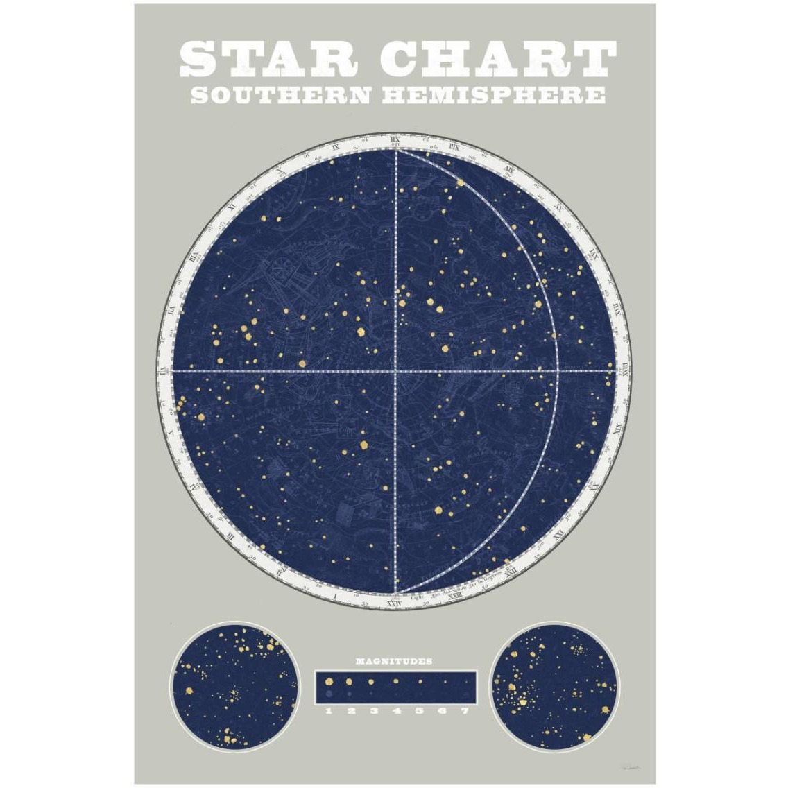 Southern Star Chart Blue Gray -Paper Art-22&quotx32"