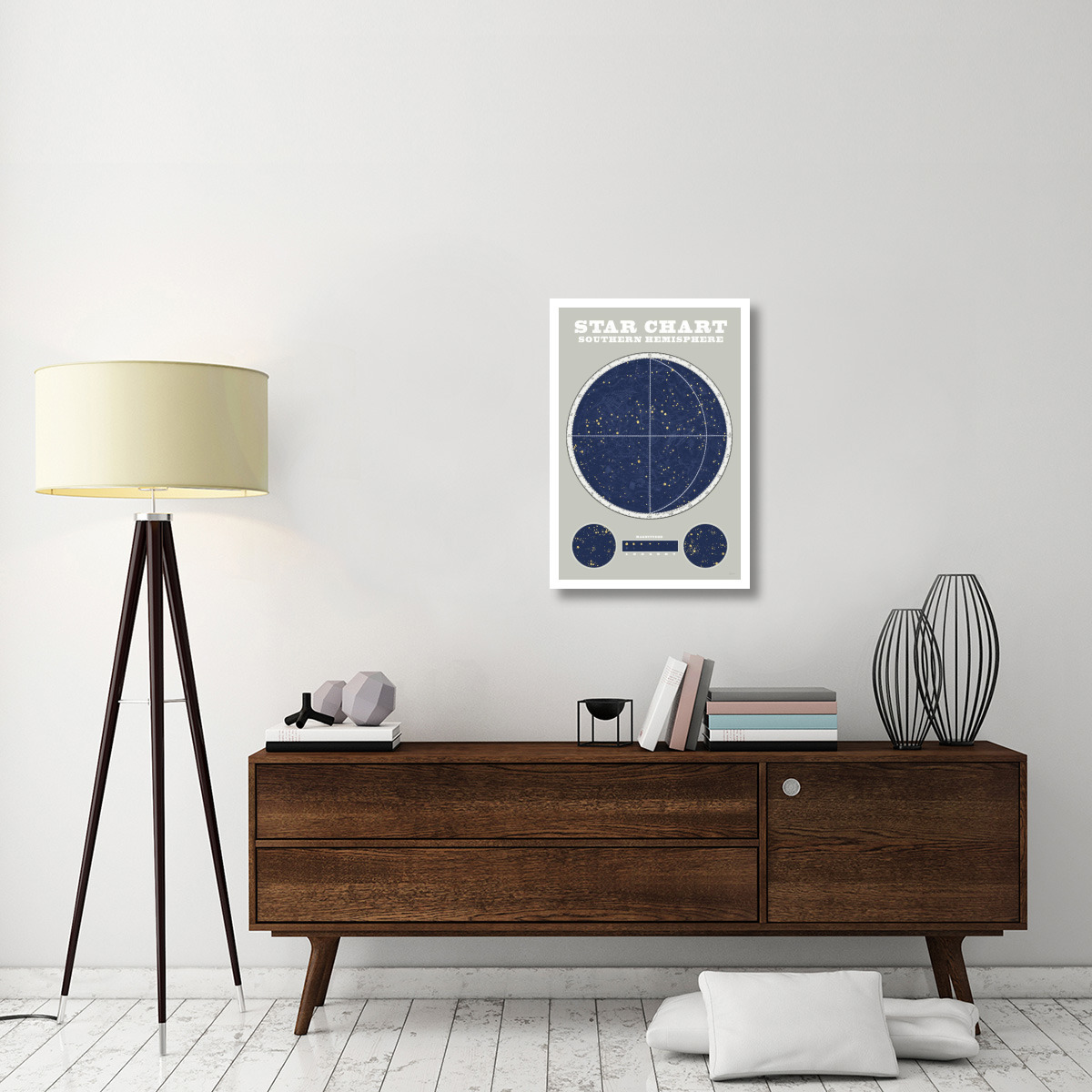 Southern Star Chart Blue Gray -Paper Art-22&quotx32"